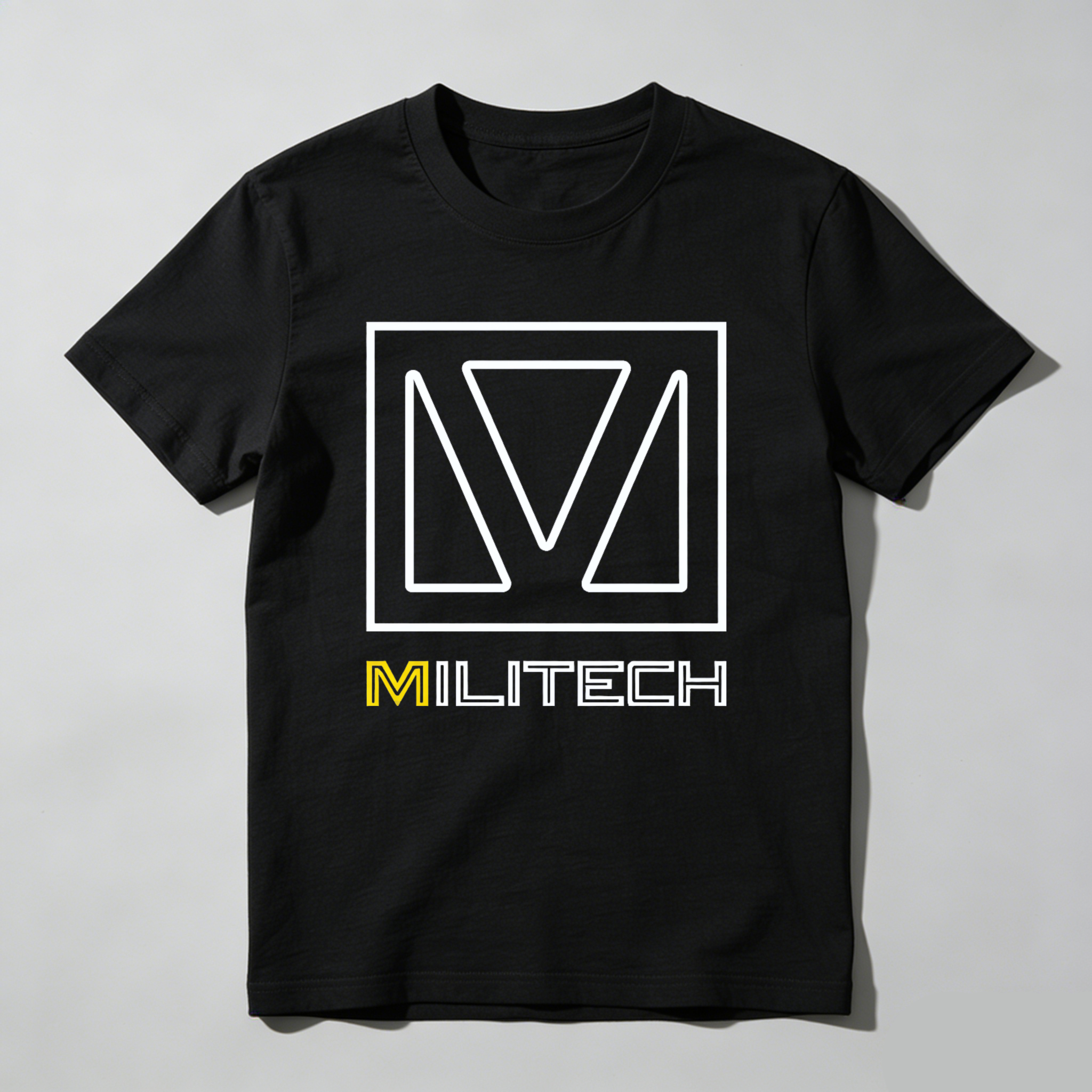 Dorawear™ Militech Logo Design White And Yellow Print Pure Cotton Short Sleeve T Shirt-Dorawear