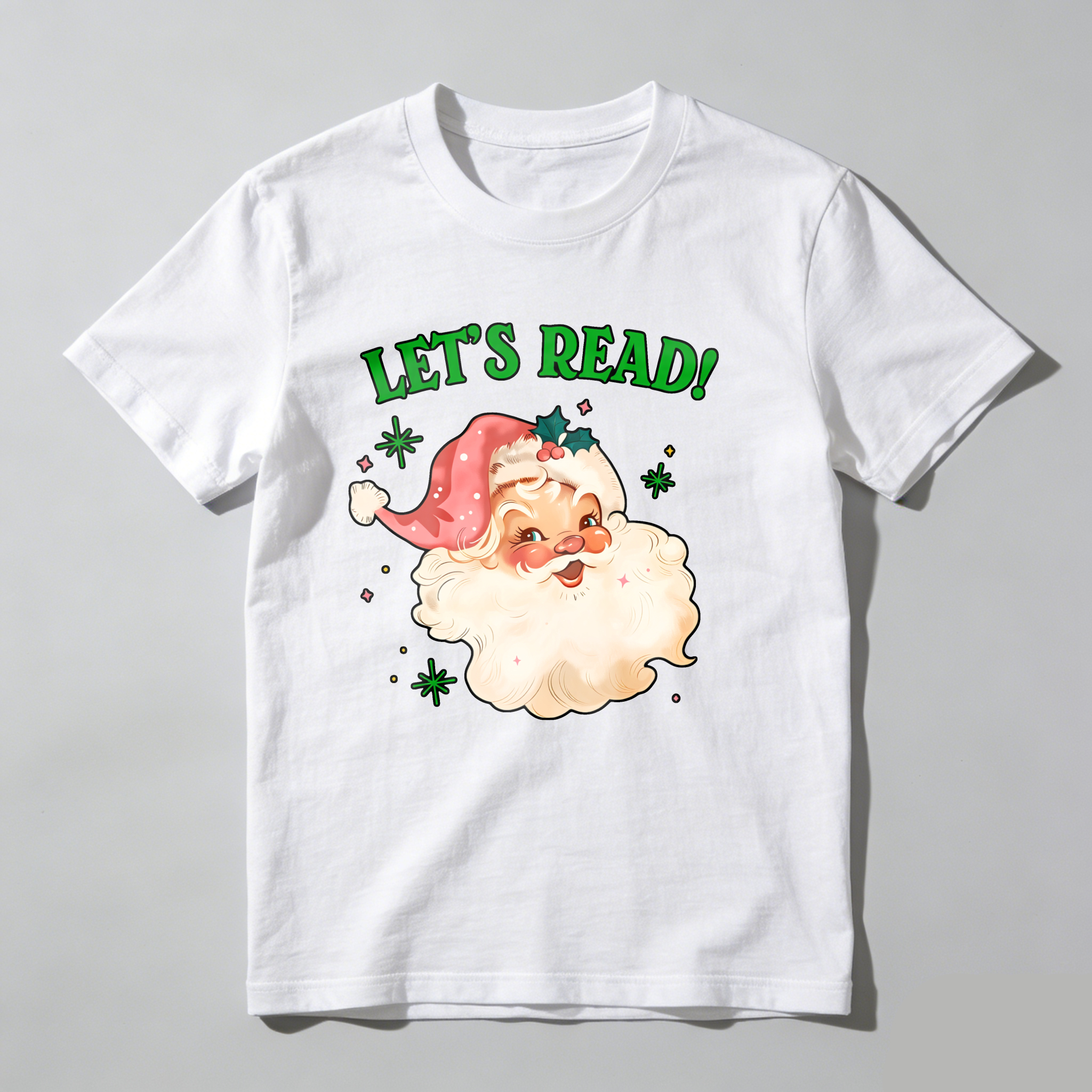 Dorawear™ Let's Read Santa With Snowflakes T Shirt