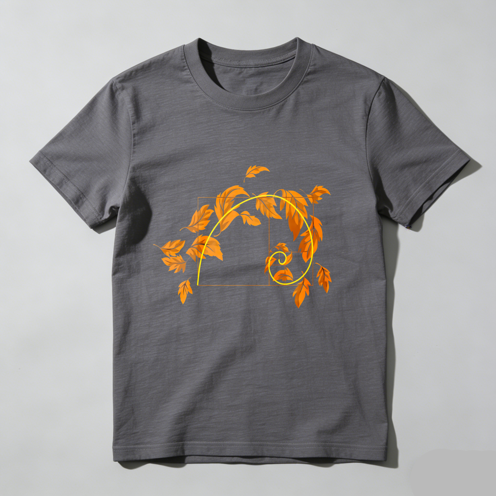 Dorawear Golden Leaves Spiral Design With Square Frame T Shirt