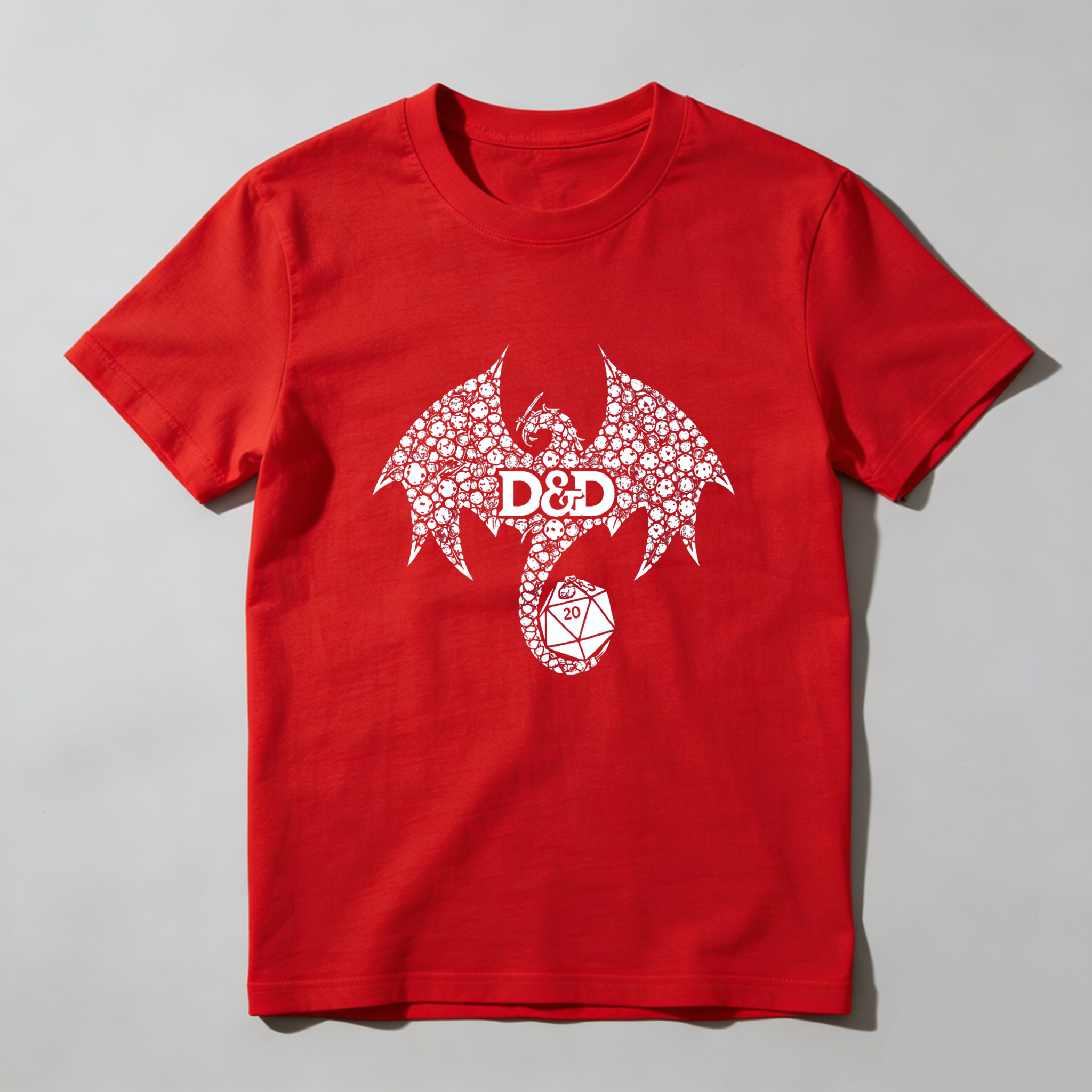 Dorawear™ Dragon Dnd Dice Pattern Pure Cotton Short Sleeve T Shirt-Dorawear