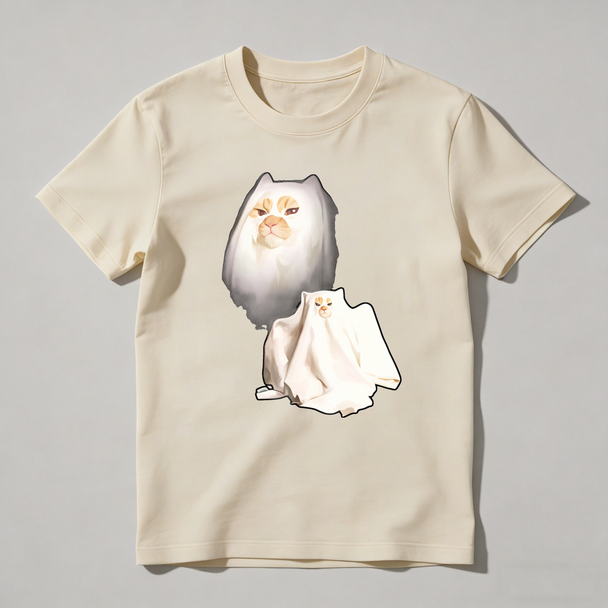 Dorawear™ Cat And Towel Art Print Design T Shirt