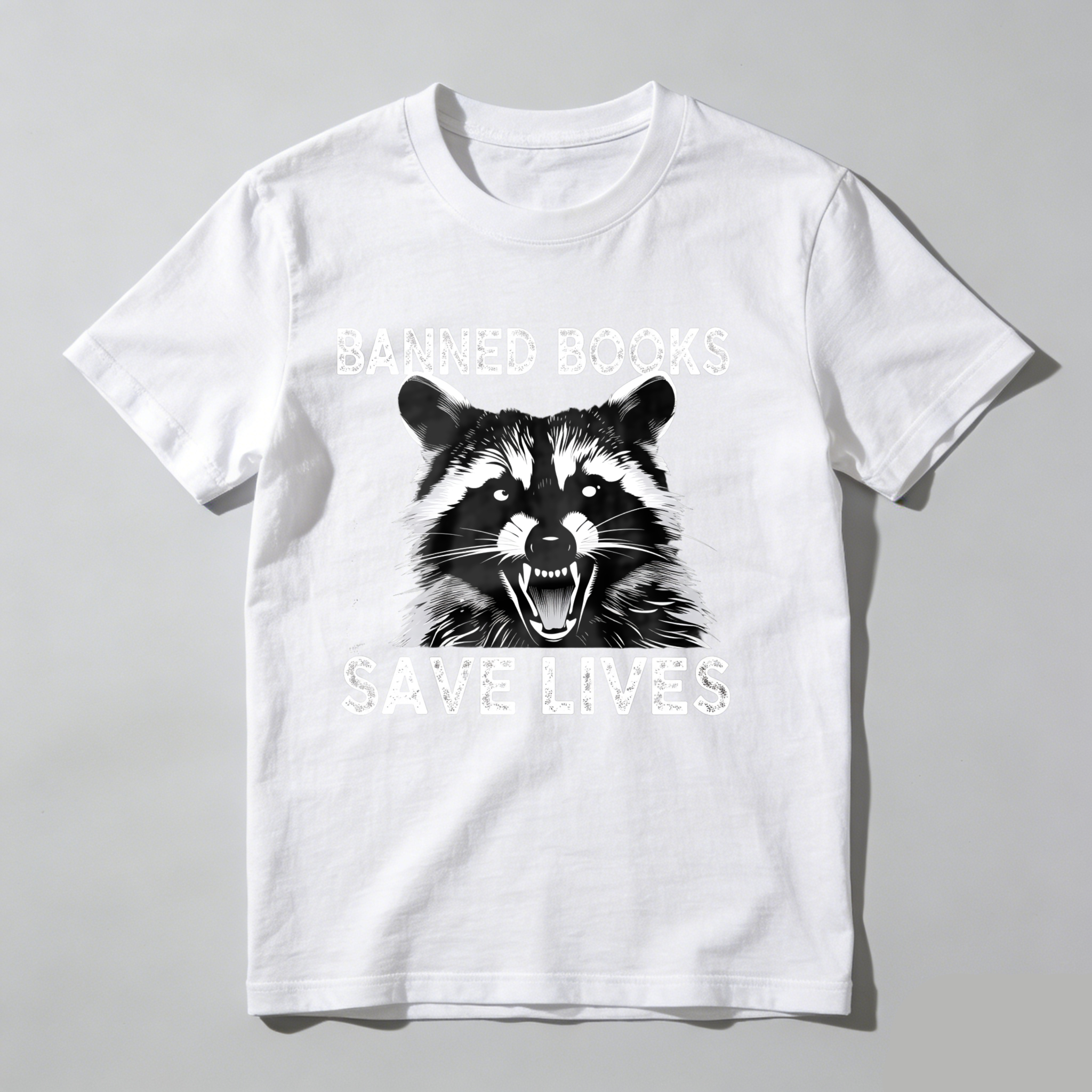 Dorawear™ Banned Books Save Lives Raccoon Face T Shirt