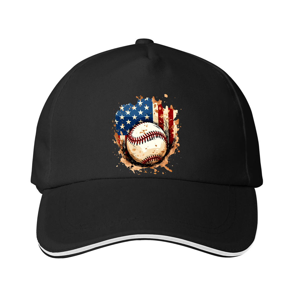 Dorawear™ Baseball Cap American Flag And Baseball Print For Sports And Casual Wear
