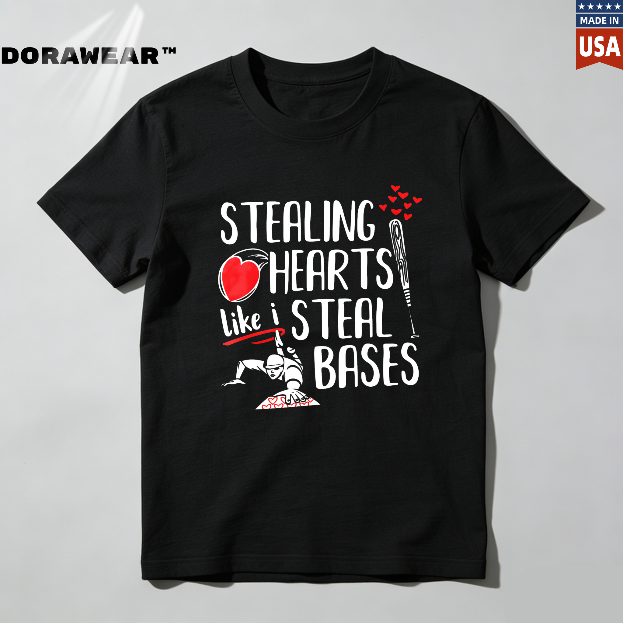 Dorawear™ Stealing Hearts Like I Steal Bases  T Shirt-Dorawear