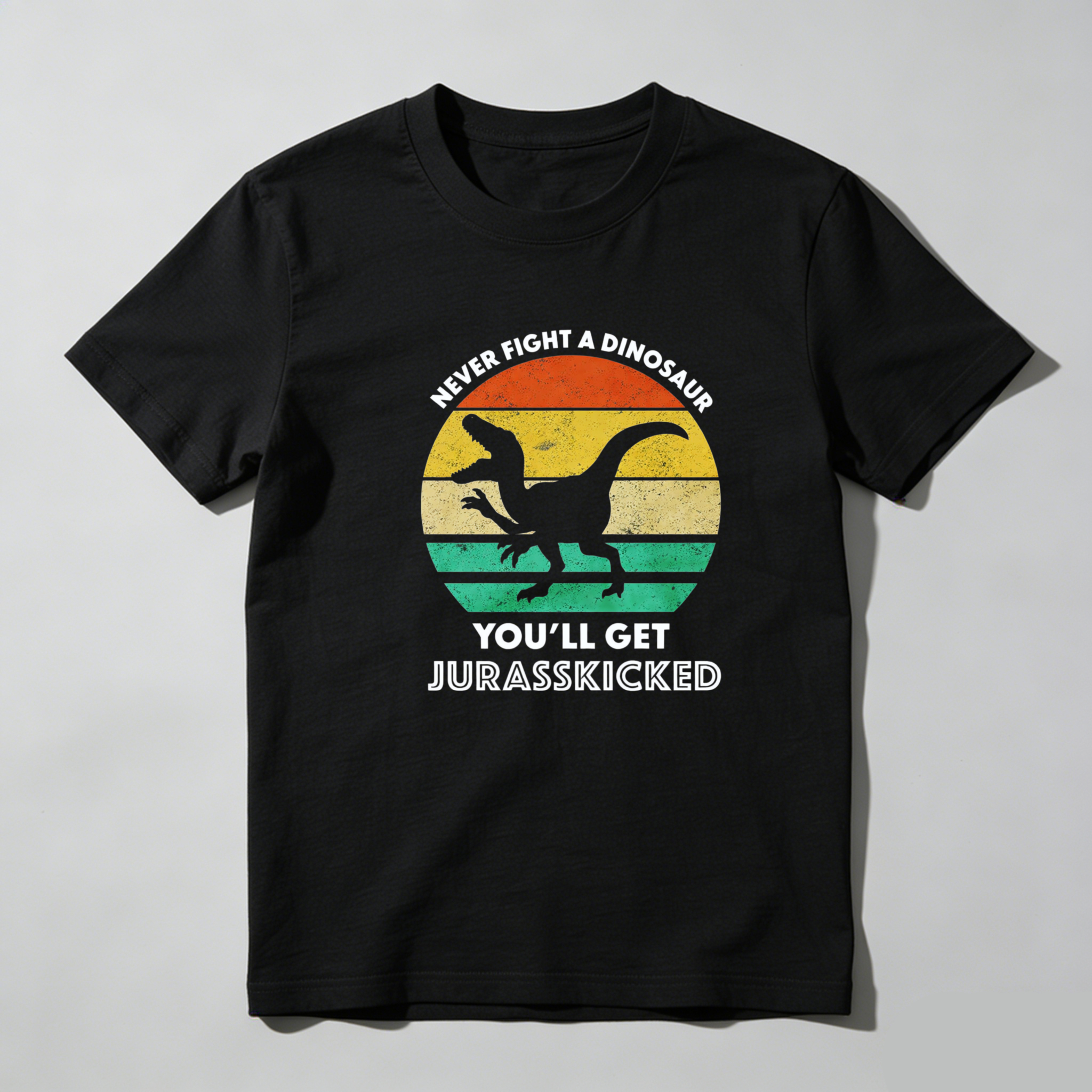 Dorawear™ Never Fight A Dinosaur Youll Get Jurasskicked Pure Cotton Short Sleeve T Shirt-Dorawear