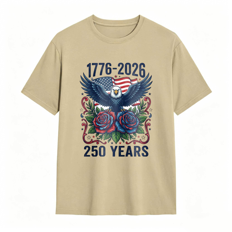 American Eagle With Roses And Flag 1776 2026 250 Years T-shirt