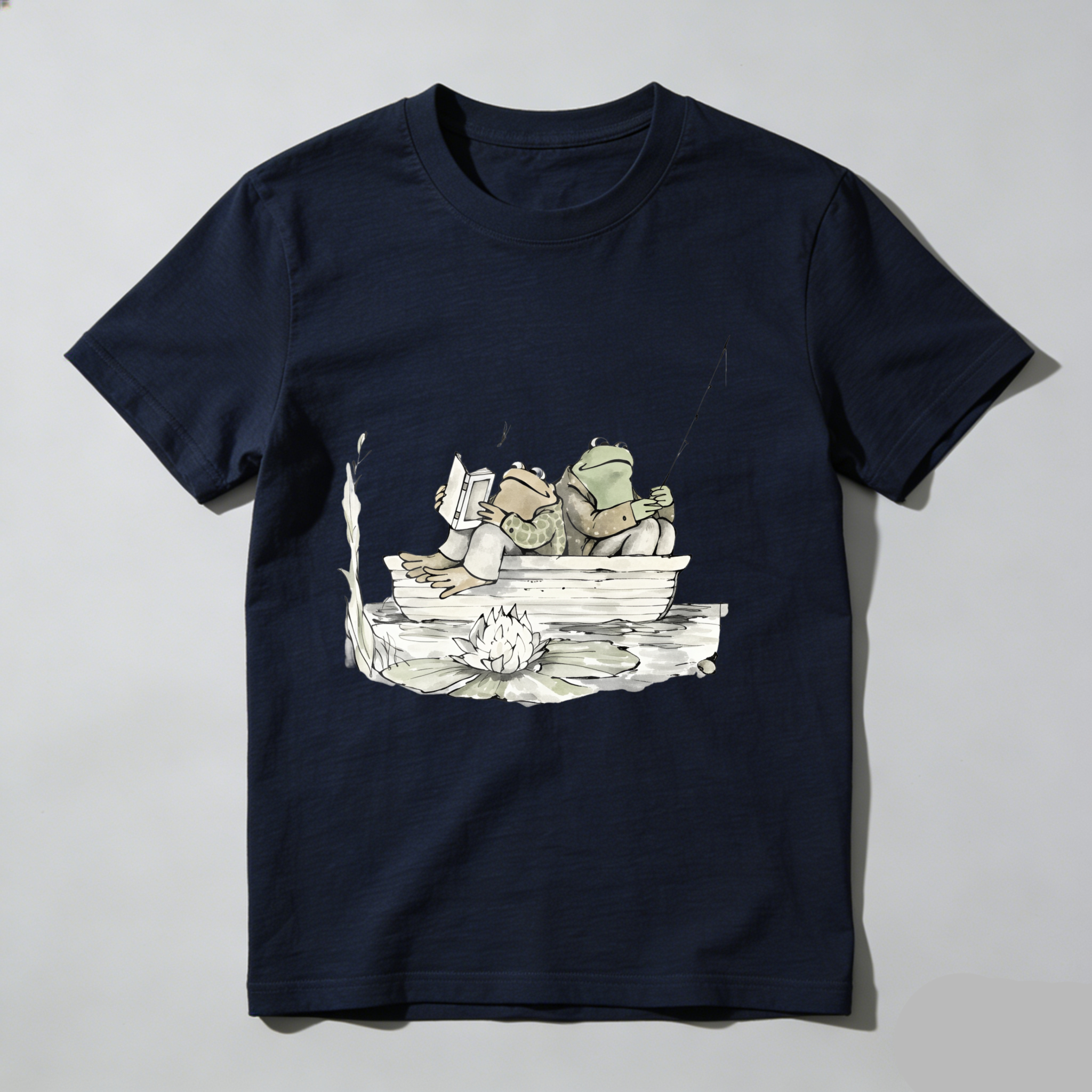Dorawear™ Frogs Fishing In Boat On Lily Pad T Shirt