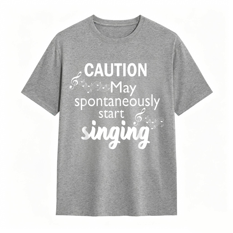 Dorawear™   Caution May Spontaneously Start Singing Music Notes Design T-shirt