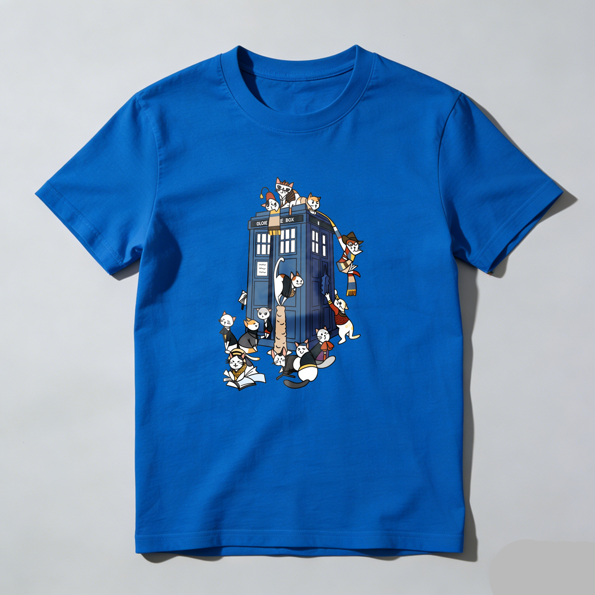 Dorawear™ Cats Surrounding Blue Police Box T Shirt