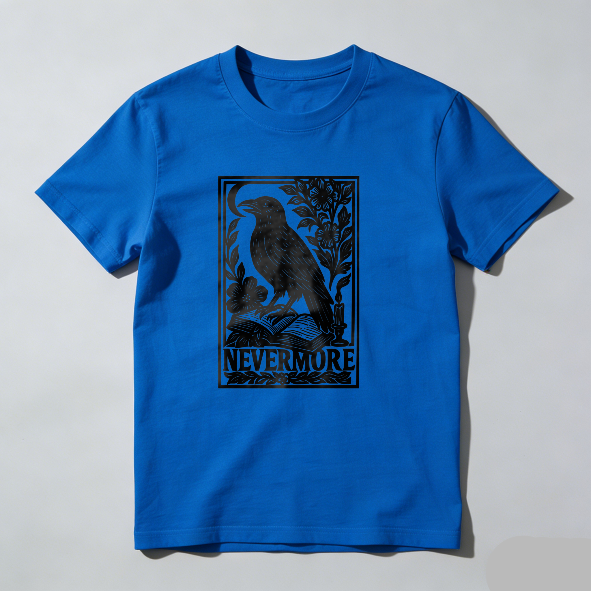 Dorawear™ Crow Perched On Book With Flowers And Moon Nevermore T Shirt