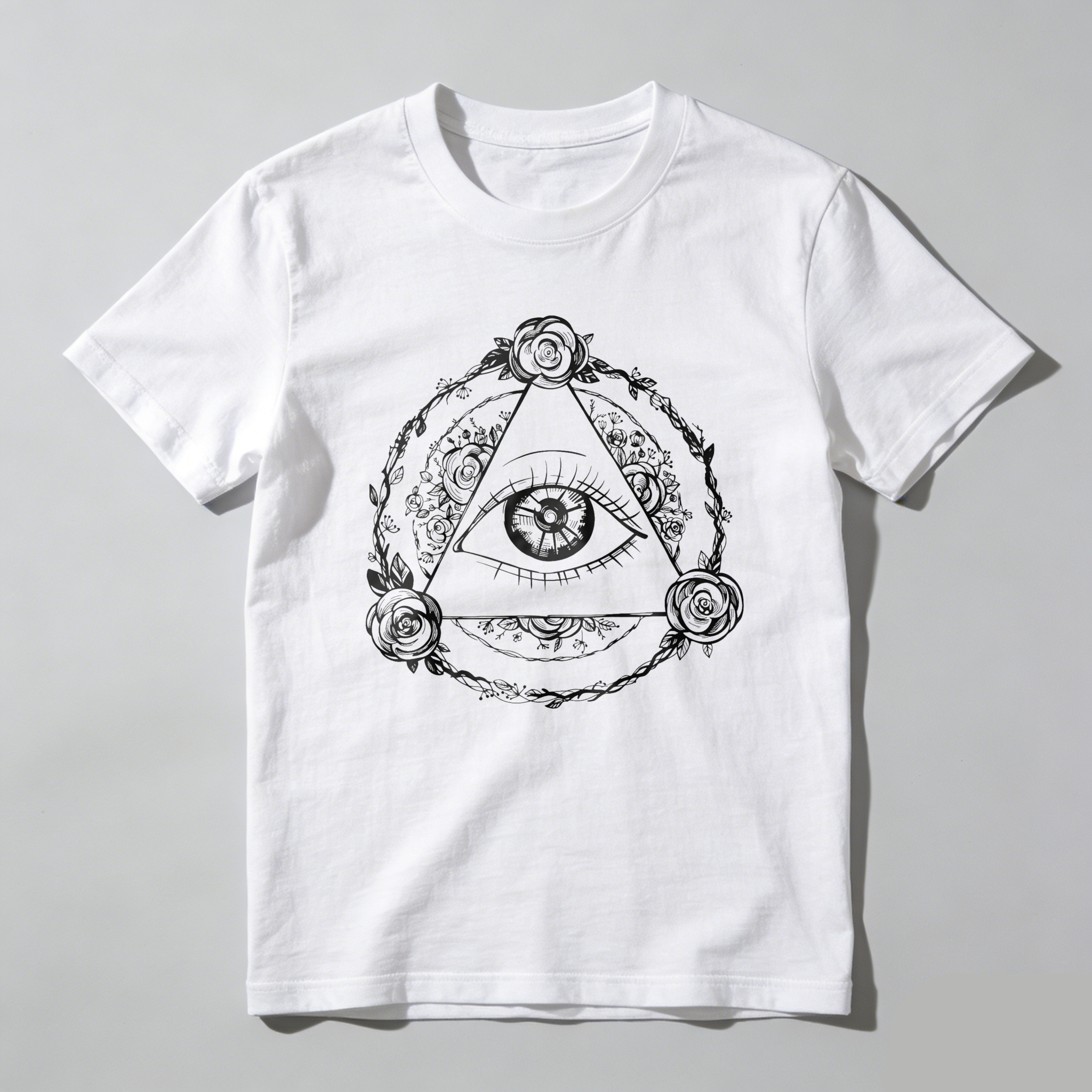 Dorawear™ All Seeing Eye With Roses And Chains T Shirt