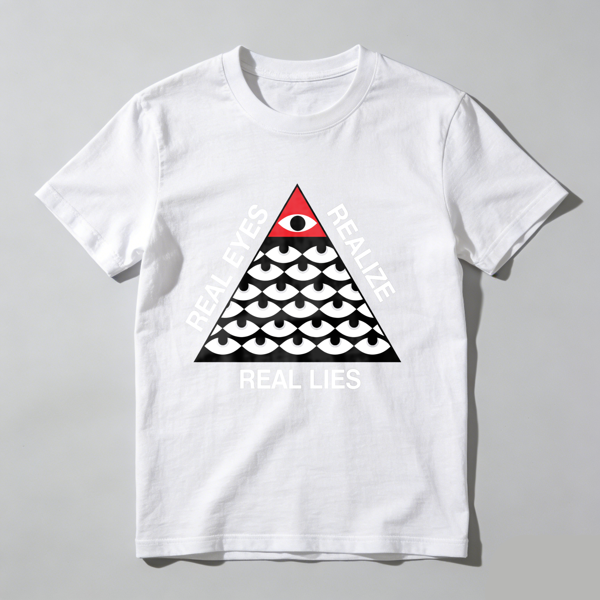 Dorawear™Real Eyes Realize Real Lies Pyramid Eye Pattern  T Shirt