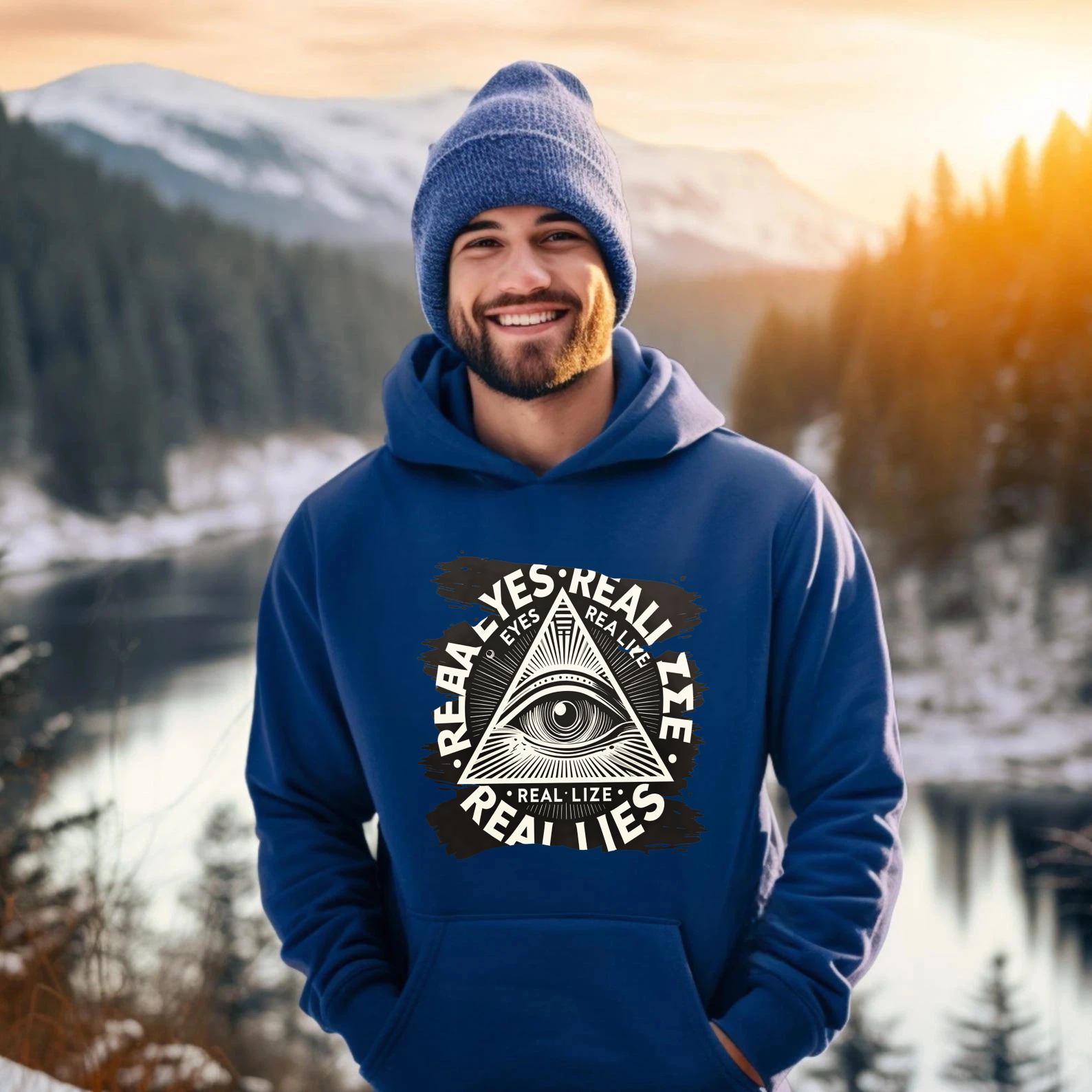 Dorawear™ All Seeing Eye Real Lies Realize Hoodie Black Sweatshirt With Eye Of Providence Design For Men And Women Casual Wear Fashion Statement Piece-Dorawear