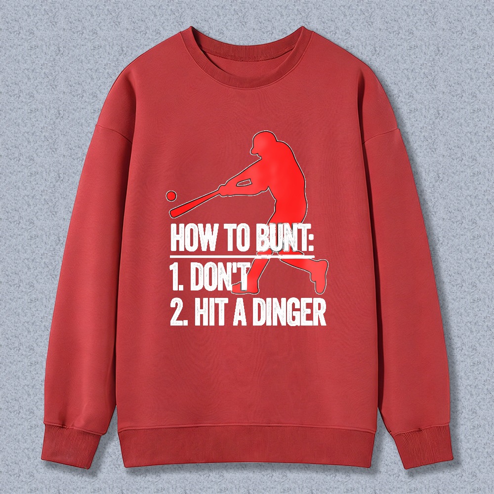 Dorawear™ Baseball Player Silhouette With Text How To Run 1 Don't 2 Hit The Dinger Unisex Classic Sweatshirt-Dorawear