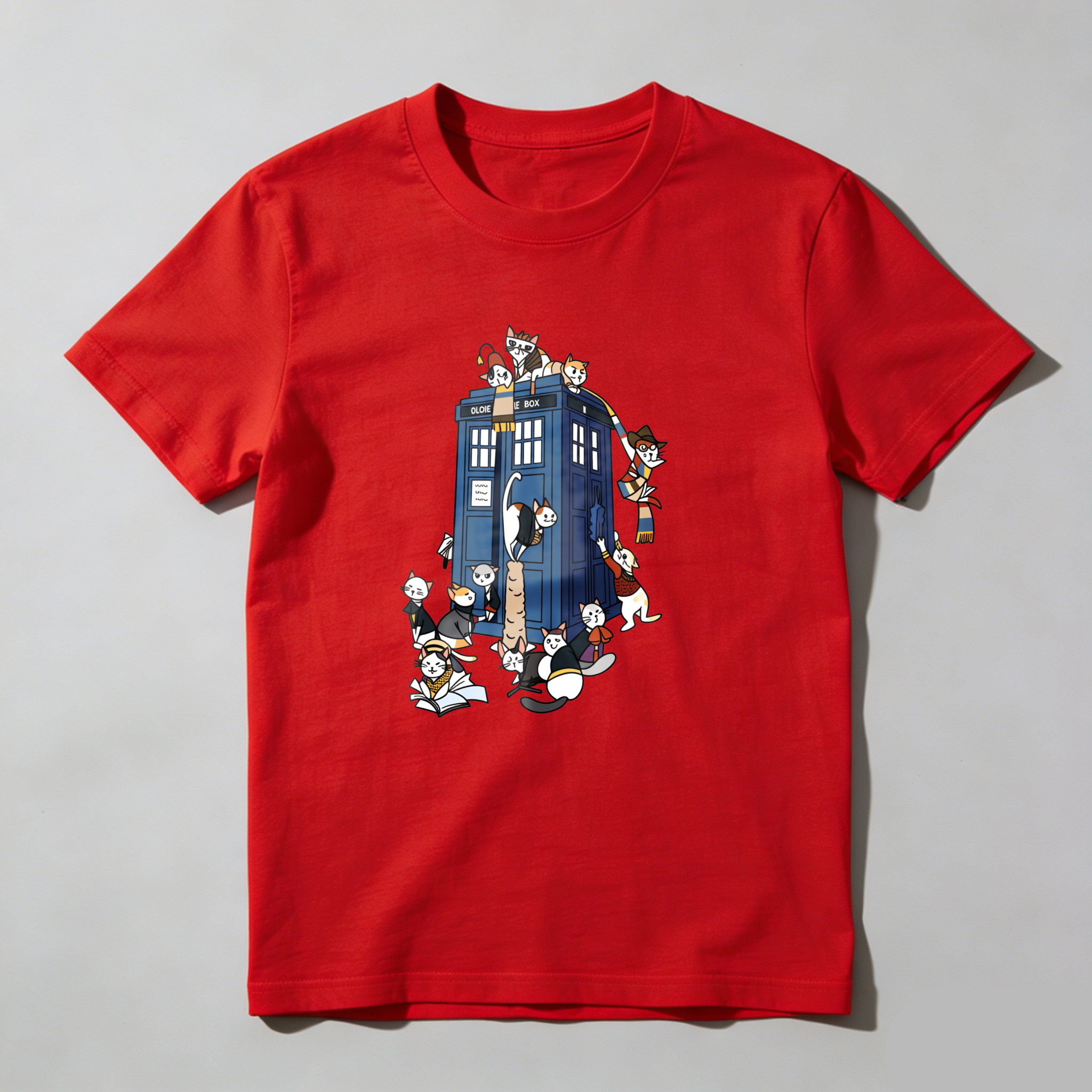 Dorawear™ Cats Surrounding Blue Police Box T Shirt