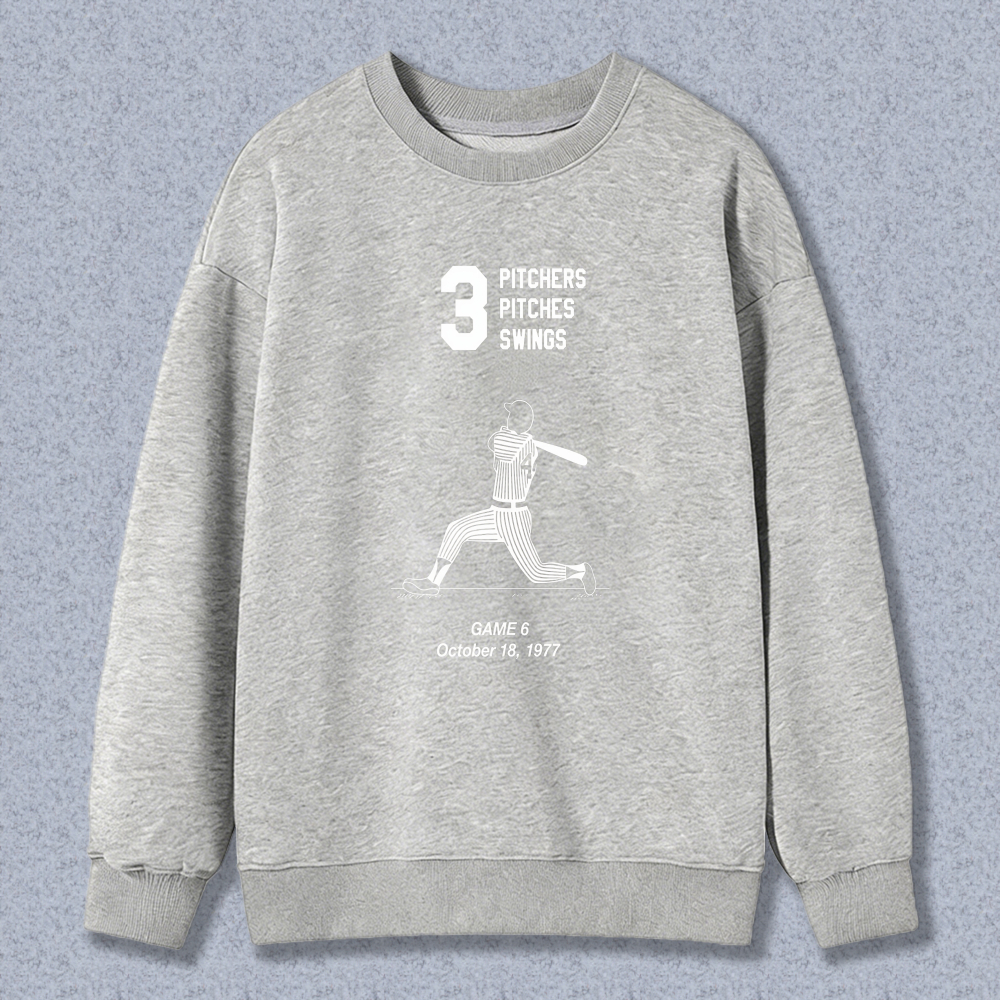 Dorawear™ Baseball Pitcher Graphic With Number Three And Text Pitchers Pitches Swings Game 6 October 18 1977 Unisex Classic Sweatshirt-Dorawear