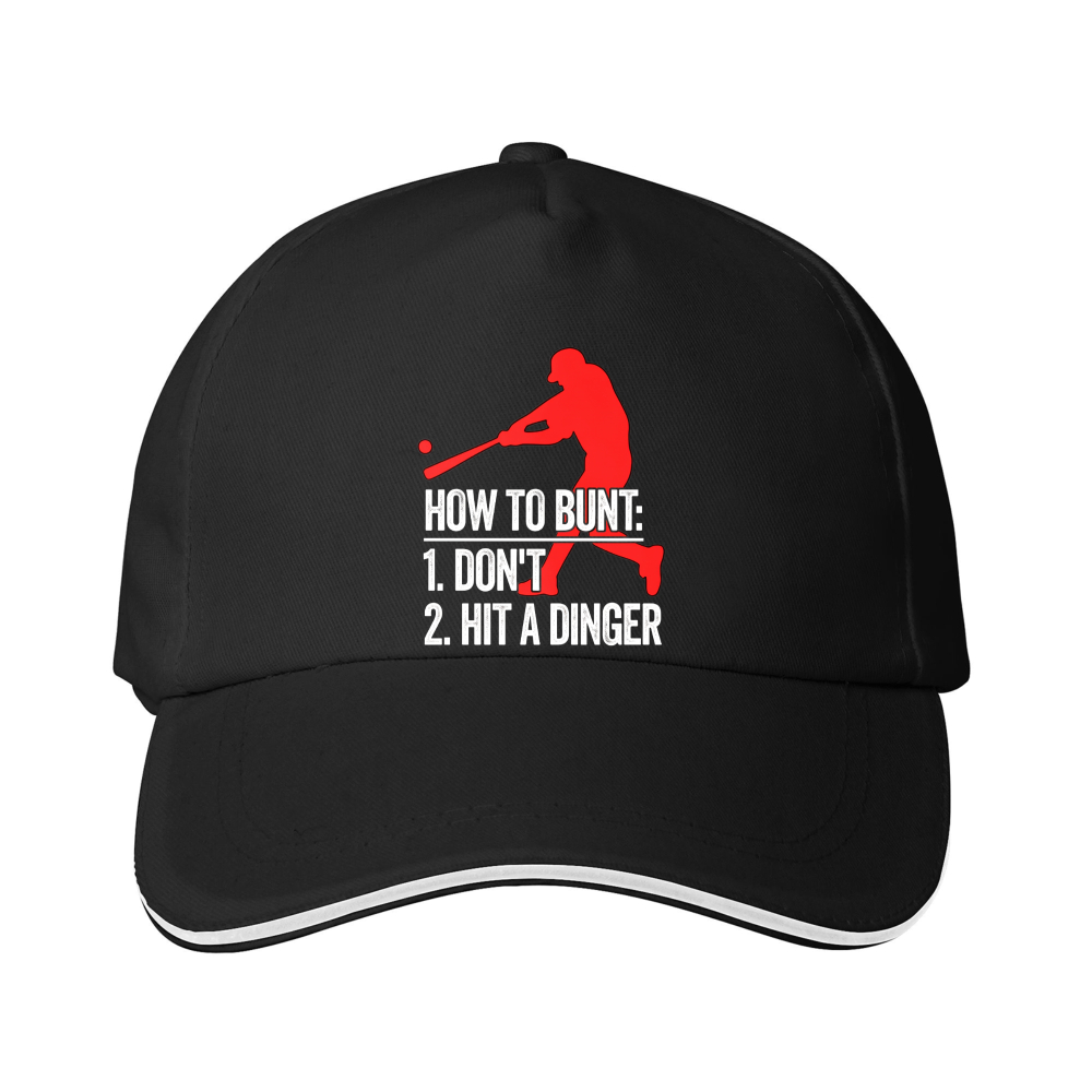 Dorawear™ Baseball Cap Bunt Instruction Graphic And Text For Baseball Fans