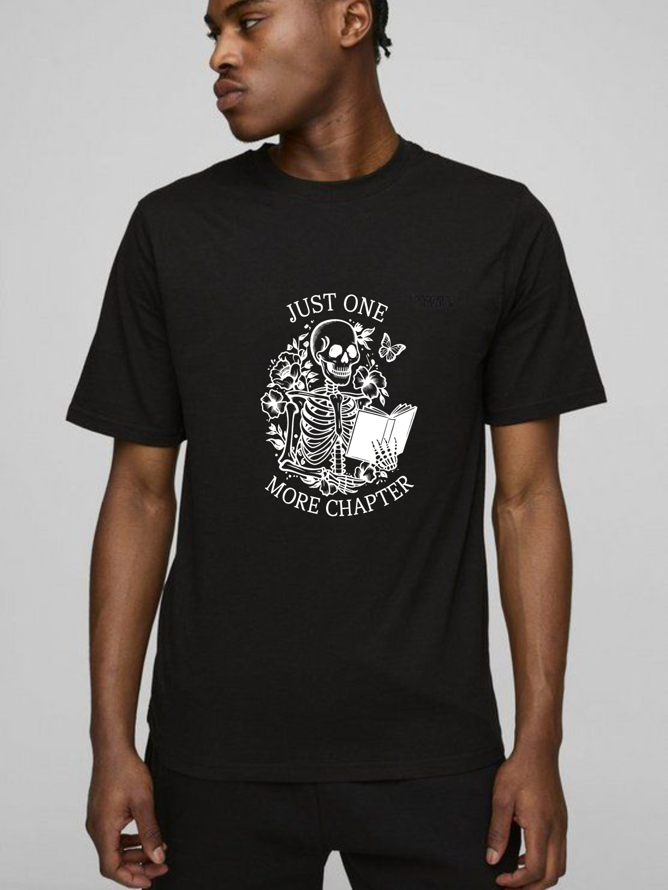 Dorawear™ Just One More Chapter Skeleton Reading Book T Shirt