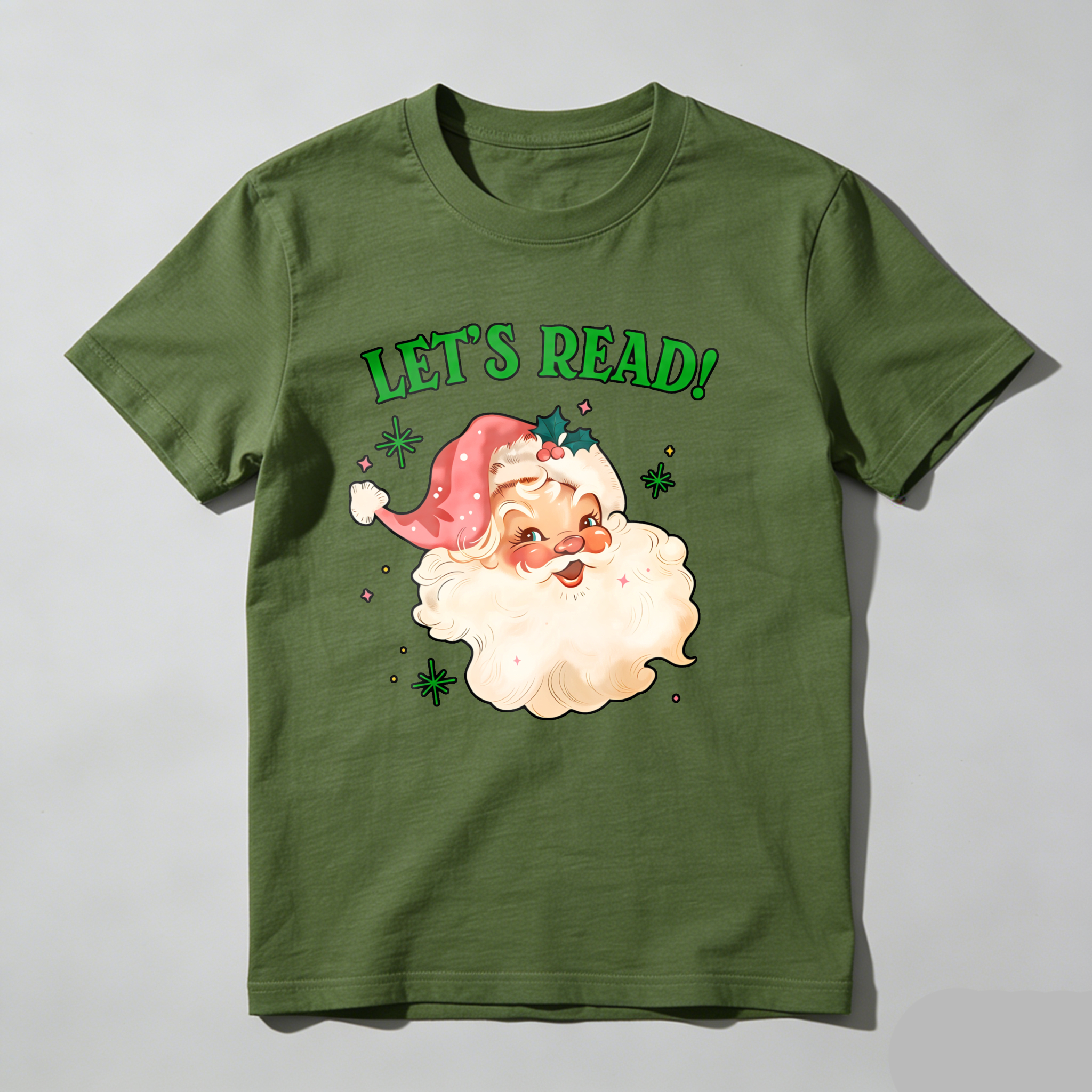 Dorawear™ Let's Read Santa With Snowflakes T Shirt