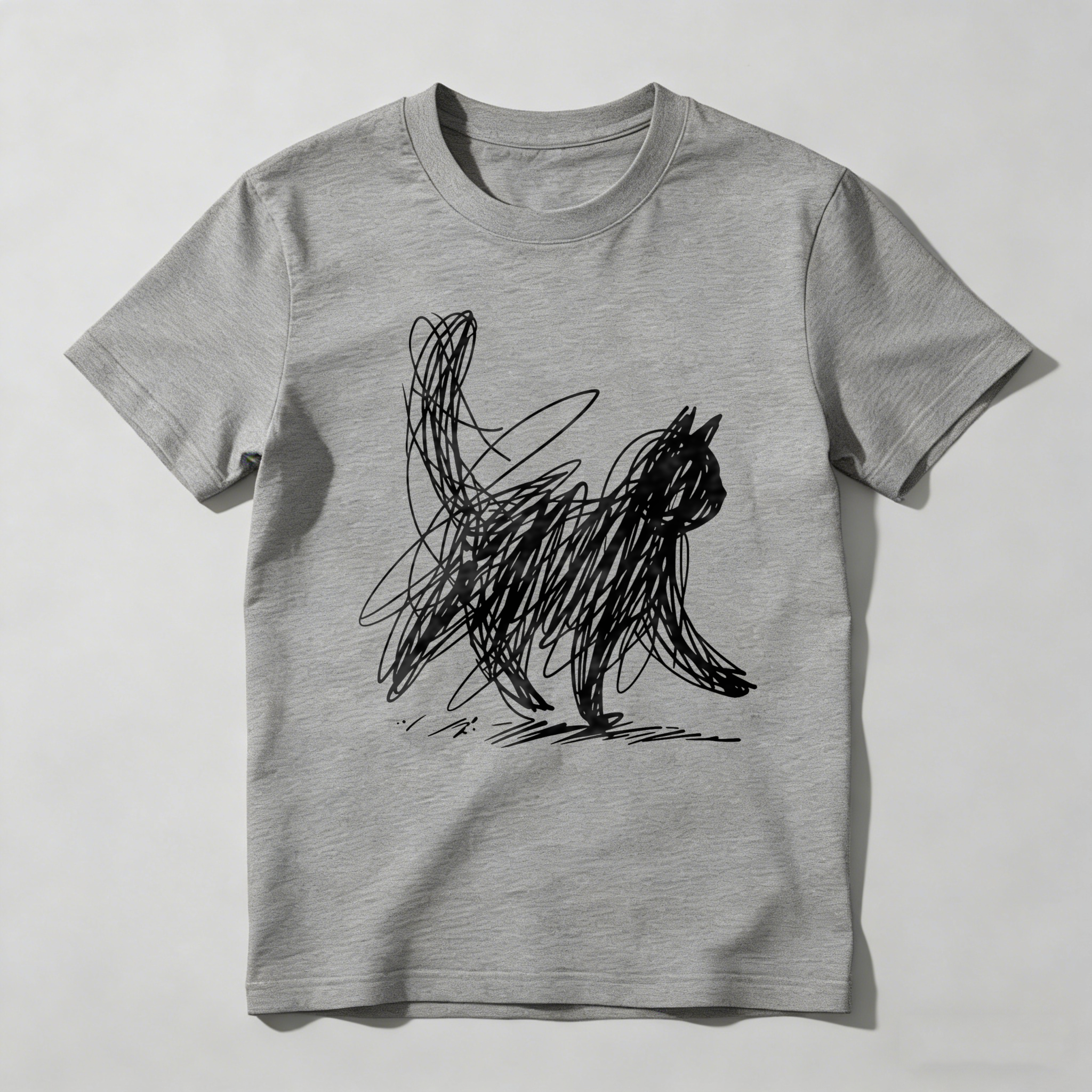Dorawear™ Abstract Cat Sketch Art Design Print T Shirt