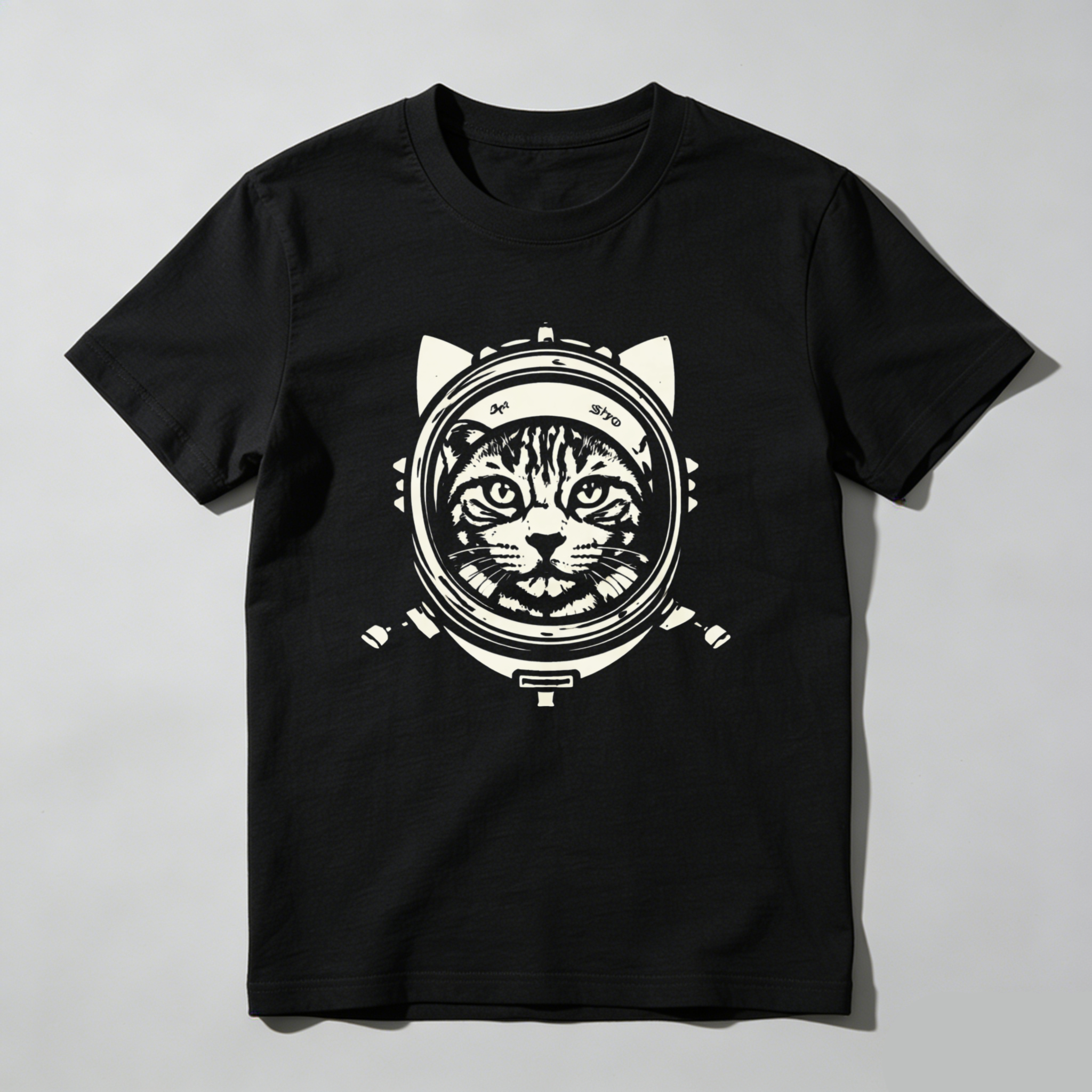 Dorawear™ Cat Astronaut Helmet Design Pure Cotton Short Sleeve T Shirt-Dorawear