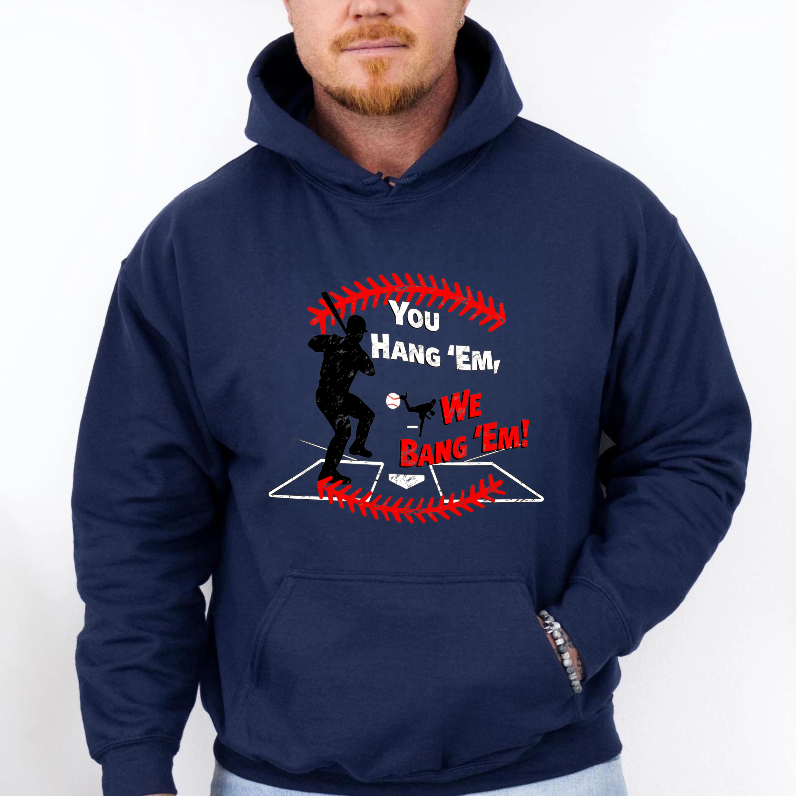 Dorawear™ You Hang Em We Bang Em Baseball Fan Hoodie For Men And Women Sports Gift Sweatshirt With Pocket And Drawstring Cap-Dorawear