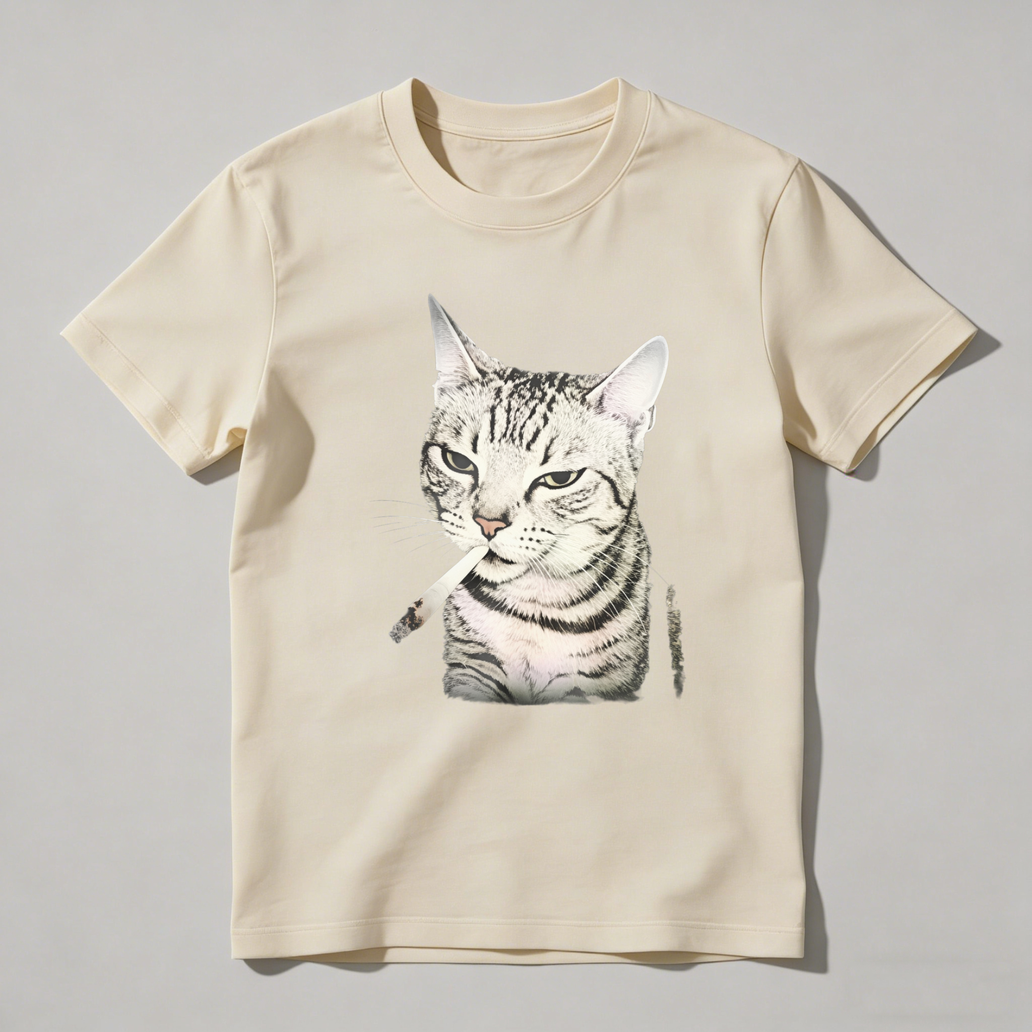 Dorawear™ Cat Smoking Cigarette Graphic Print T Shirt