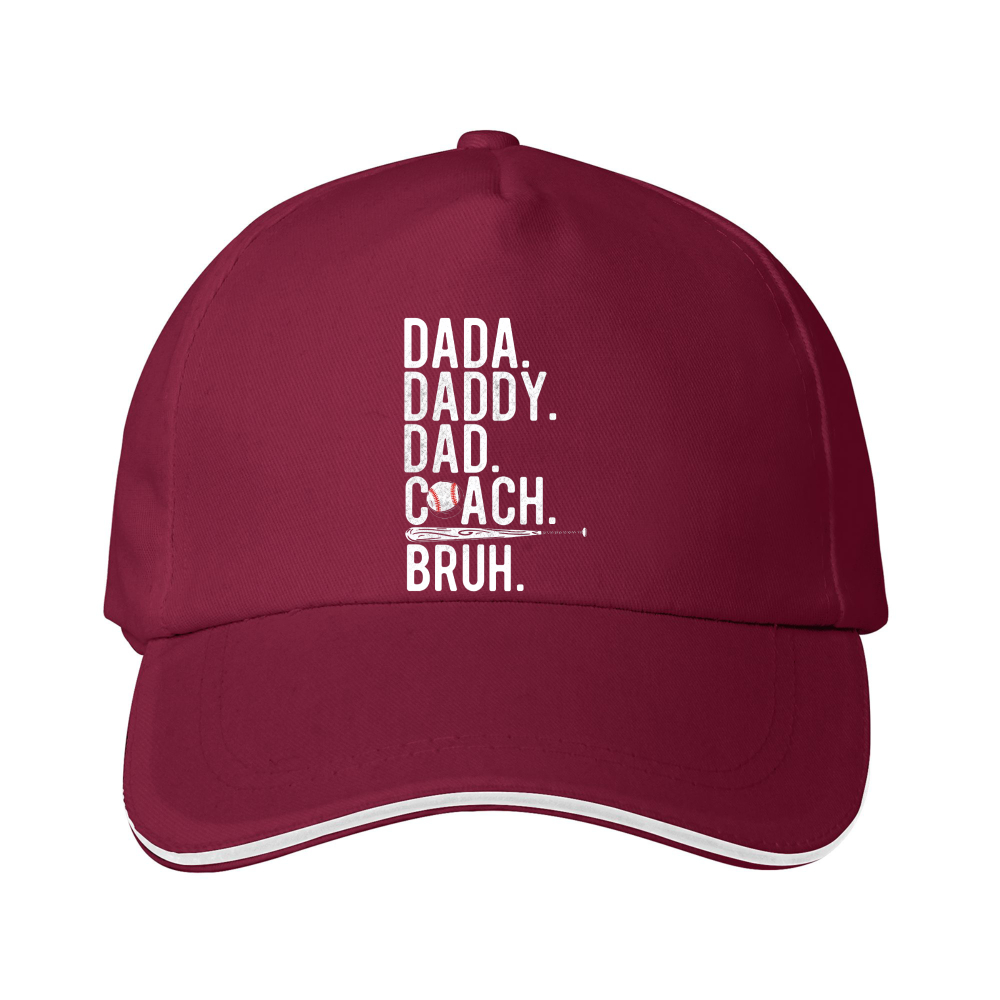 Dorawear™ Black Baseball Cap With Dada Daddy Dad Coach Bruh Text For Father And Coach Gifts