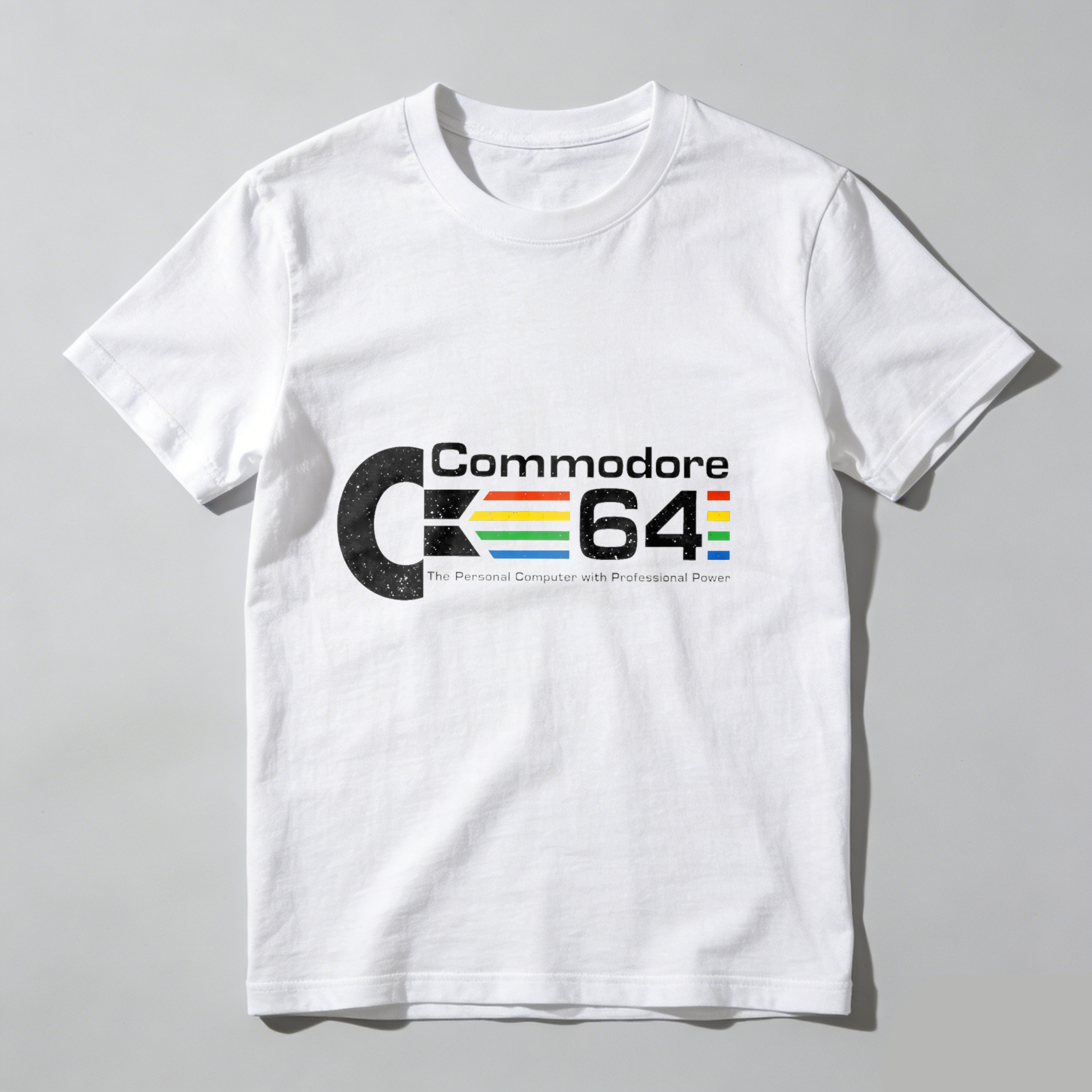 Dorawear™ Commodore C64 Logo With Rainbow Stripes T Shirt