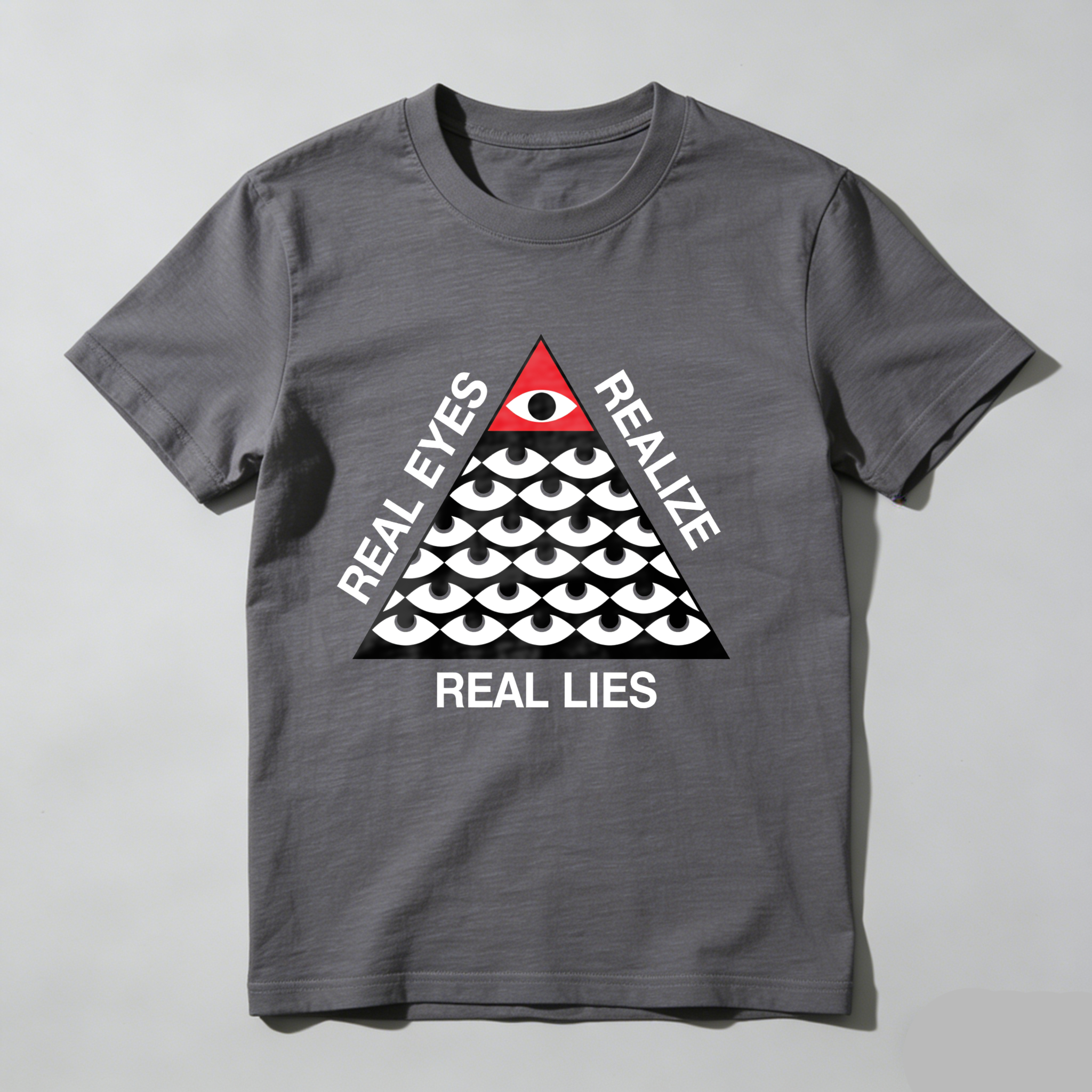 Dorawear™Real Eyes Realize Real Lies Pyramid Eye Pattern  T Shirt