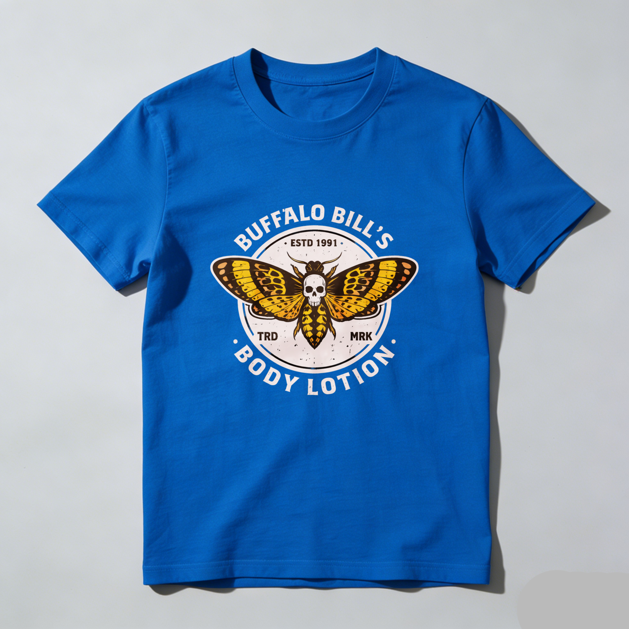 Dorawear™ Buffalo Bills Body Lotion Moth Skull Pure Cotton Short Sleeve T Shirt-Dorawear
