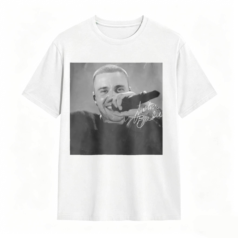 Justin Bieber Singing With Microphone Signature tshirt 100% cotton
