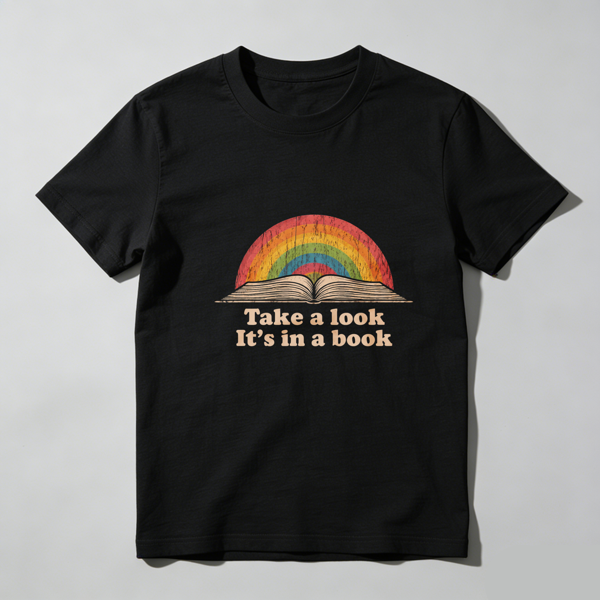 Dorawear Take A Look Its In A Book Rainbow Book Pure Cotton Short Sleeve T Shirt