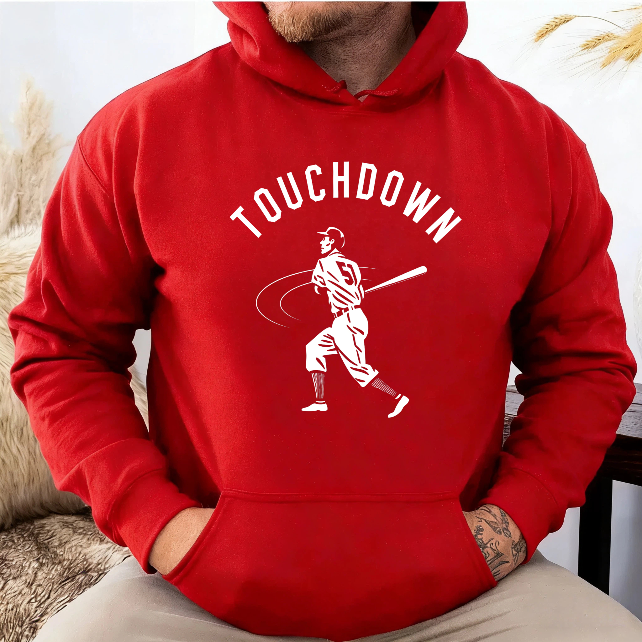 Dorawear™ Touchdown Baseball Player Hoodie Black Sport Sweatshirt Unisex Casual Wear-Dorawear