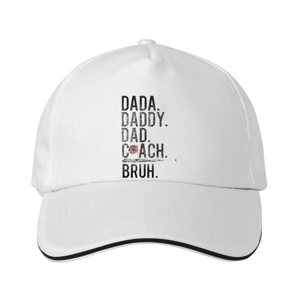 Dorawear™ Black Baseball Cap With Dada Daddy Dad Coach Bruh Text For Father And Coach Gifts