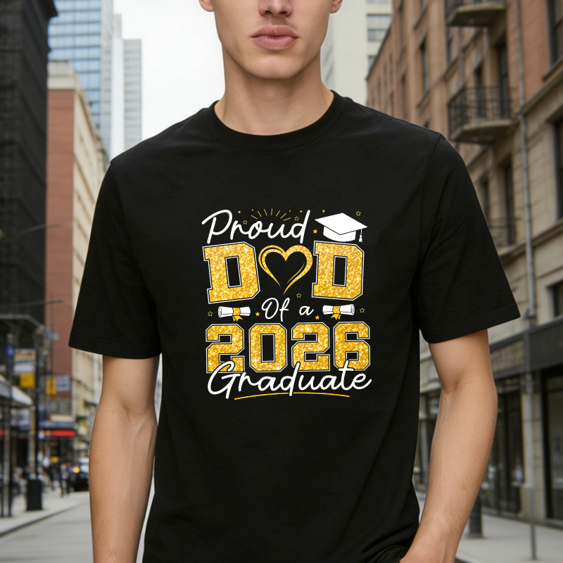 Dorawear™ Proud Dad Of A 2026 Graduate Graduation Cap Heart And Bow Tie Design Unisex Classic T-shirt
