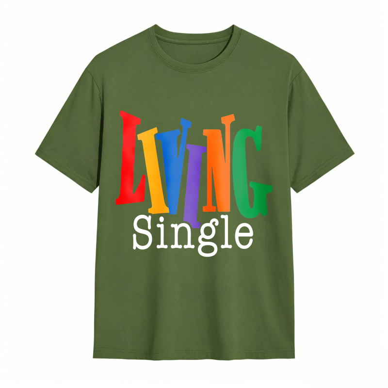 Living Single Bright Colored Lettering Graphic Cotton T-Shirt