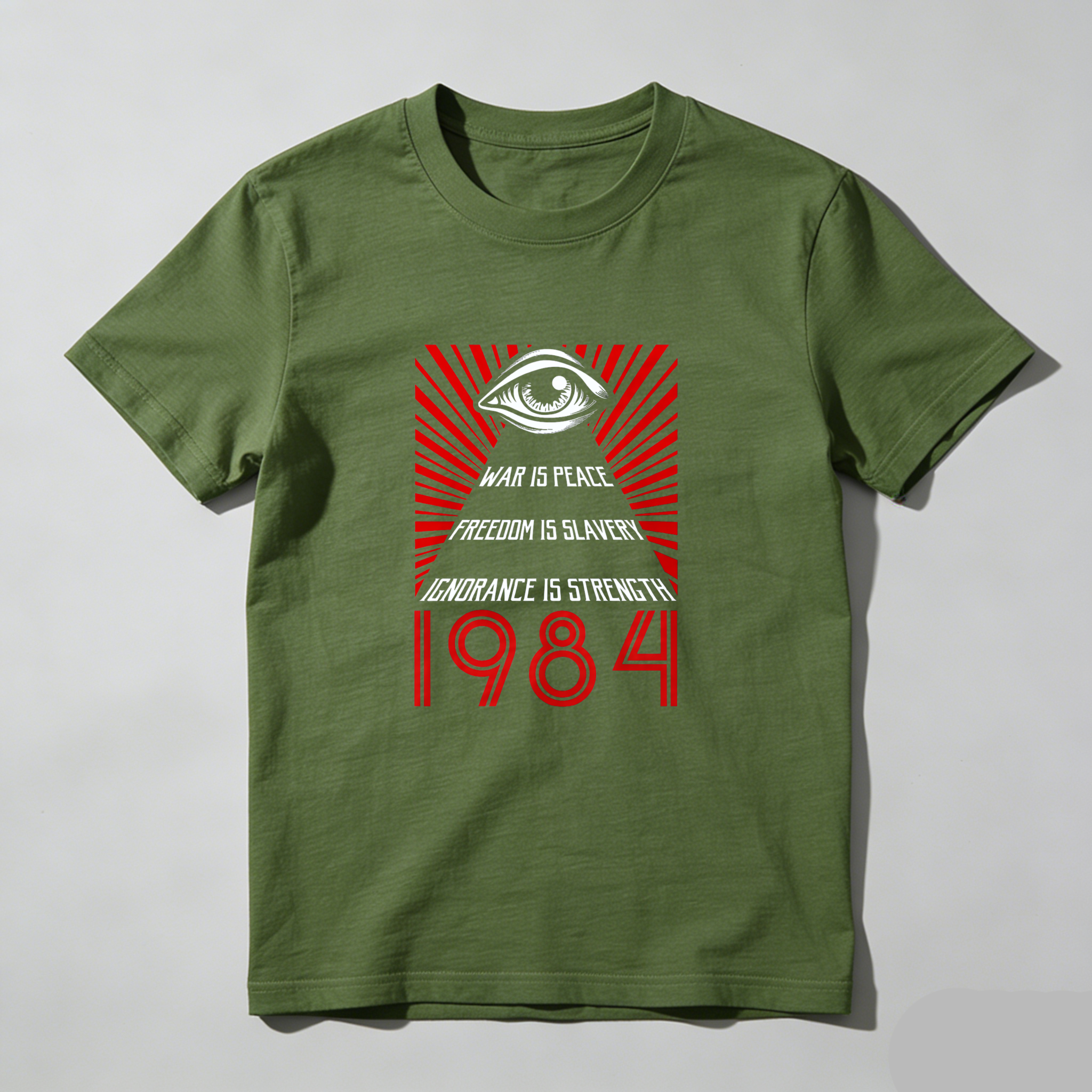 Dorawear™ Big Brother Eye 1984 War Is Peace Freedom Is Slavery Ignorance Is Strength Pure Cotton Short Sleeve T Shirt-Dorawear
