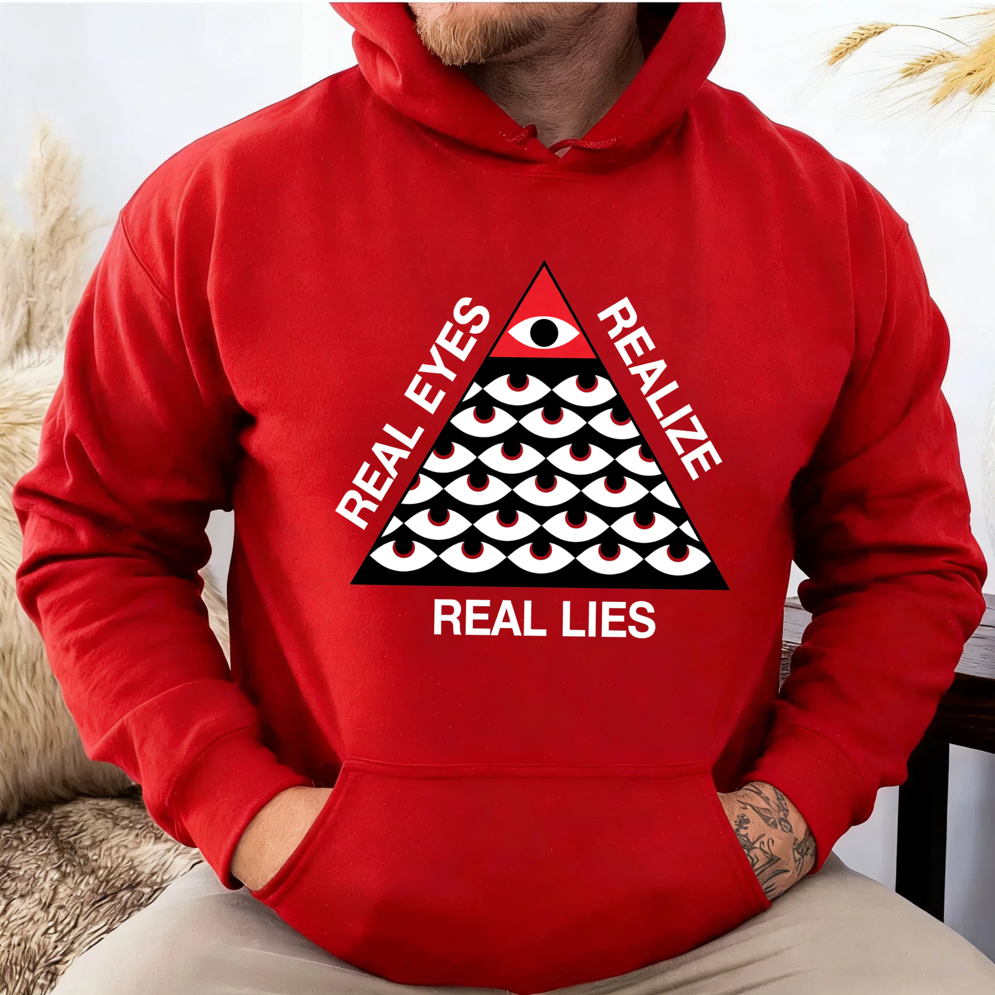 Dorawear™ Real Eyes Realize Real Lies Hoodie With All Seeing Eye Design Black Sweatshirt For Men Women Fashion Statement Clothing-Dorawear