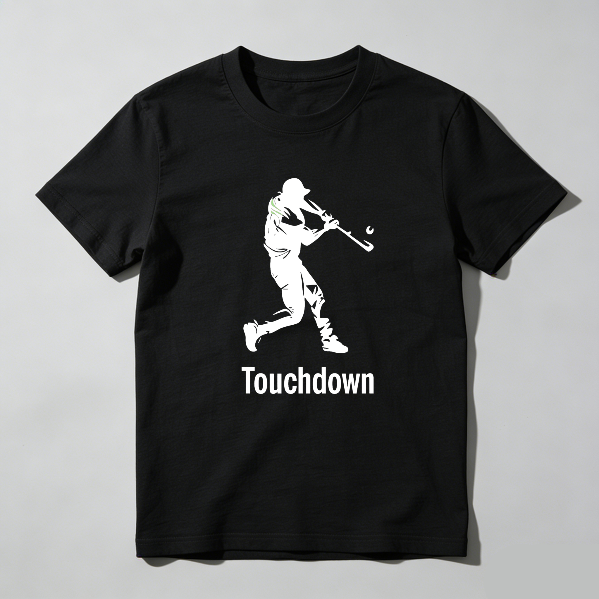 Dorawear™ Cricket Player Batting Silhouette Touchdown Text  T Shirt