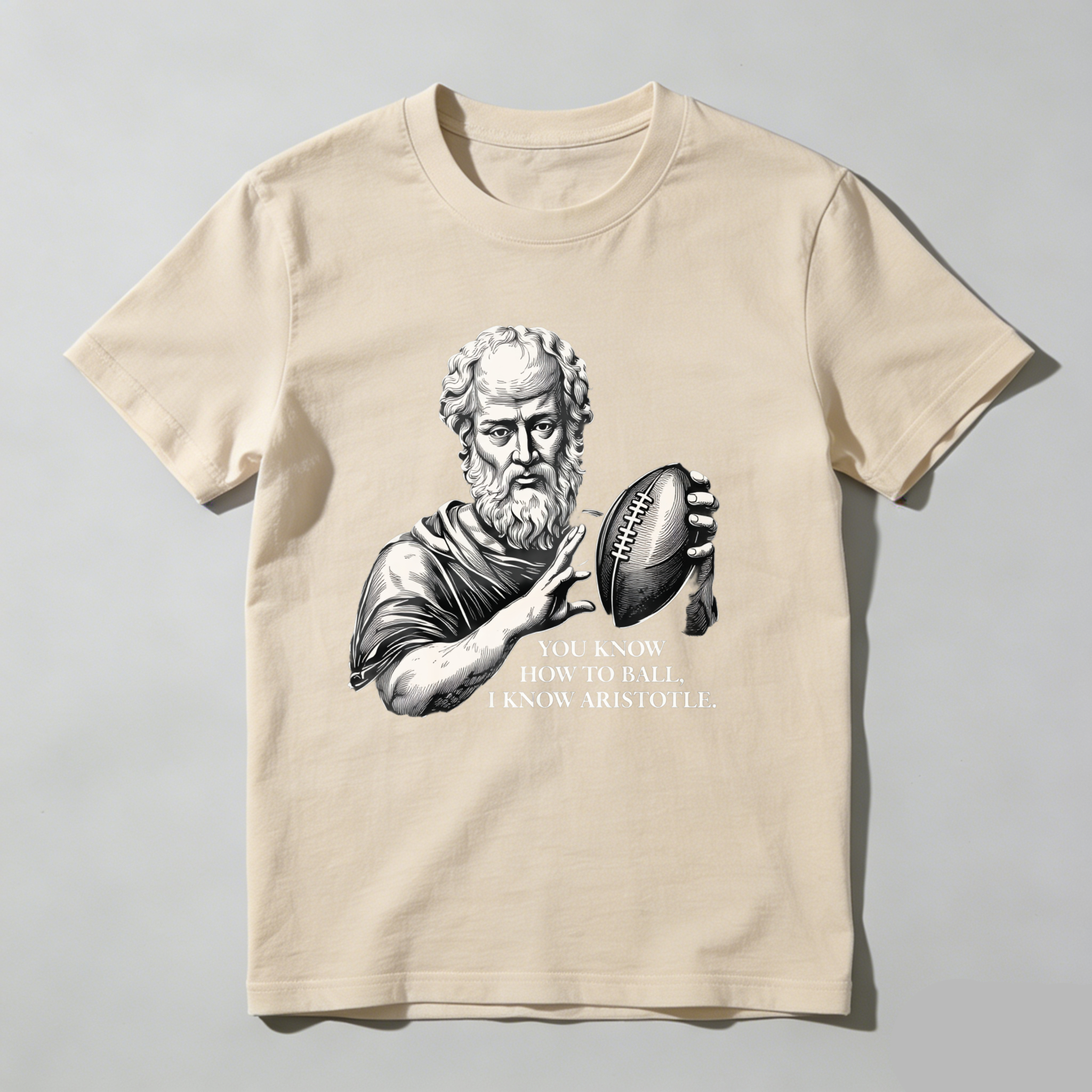 Dorawear™Aristotle Holding Football With Text T Shirt