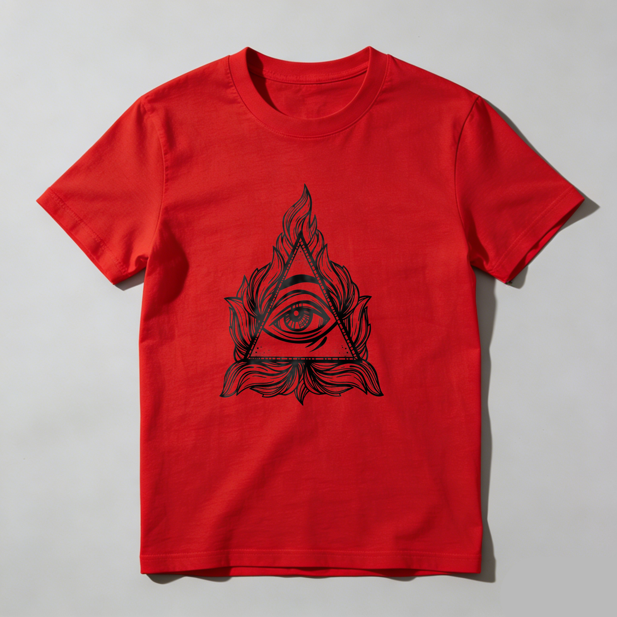 Dorawear™Eye Within Triangle Flames Pattern  T Shirt