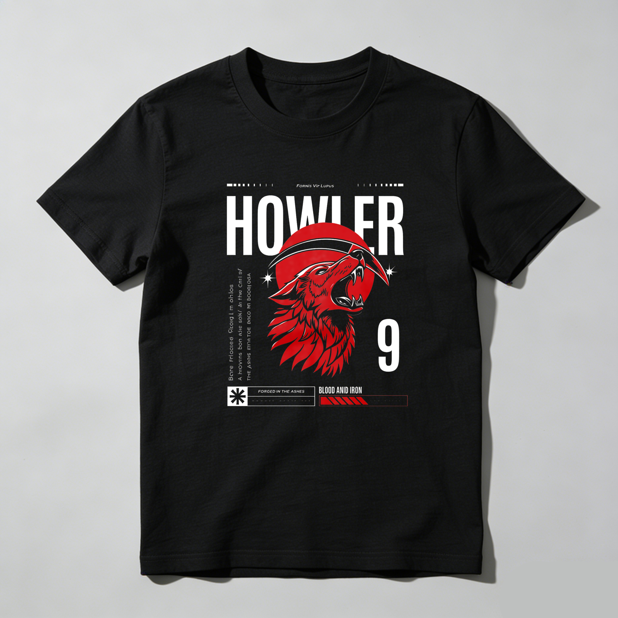 Dorawear Howler Wolf Head Number Nine Design T Shirt