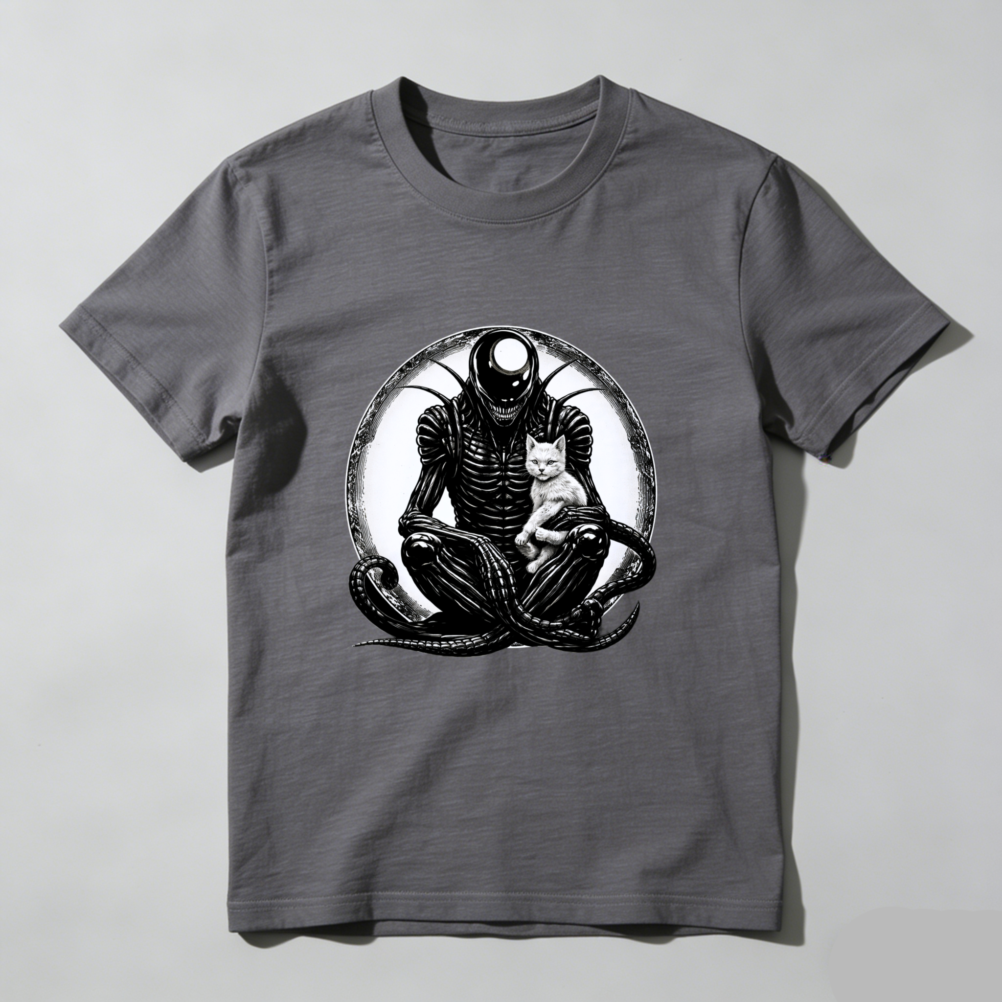 Dorawear™ Alien Cat Meditation Pure Cotton Short Sleeve T Shirt-Dorawear