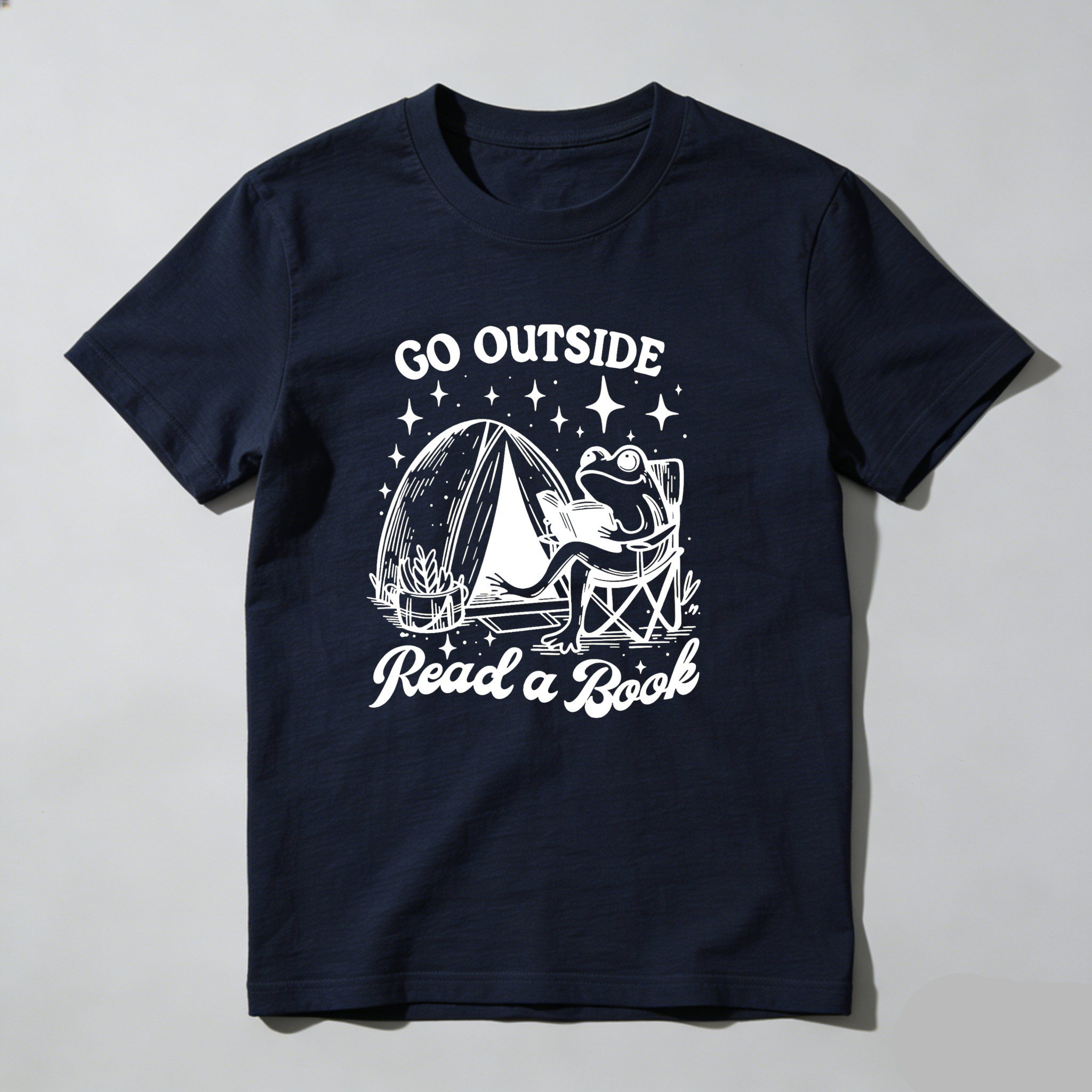 Dorawear™ Go Outside Read A Book Frog Tent Stars T Shirt