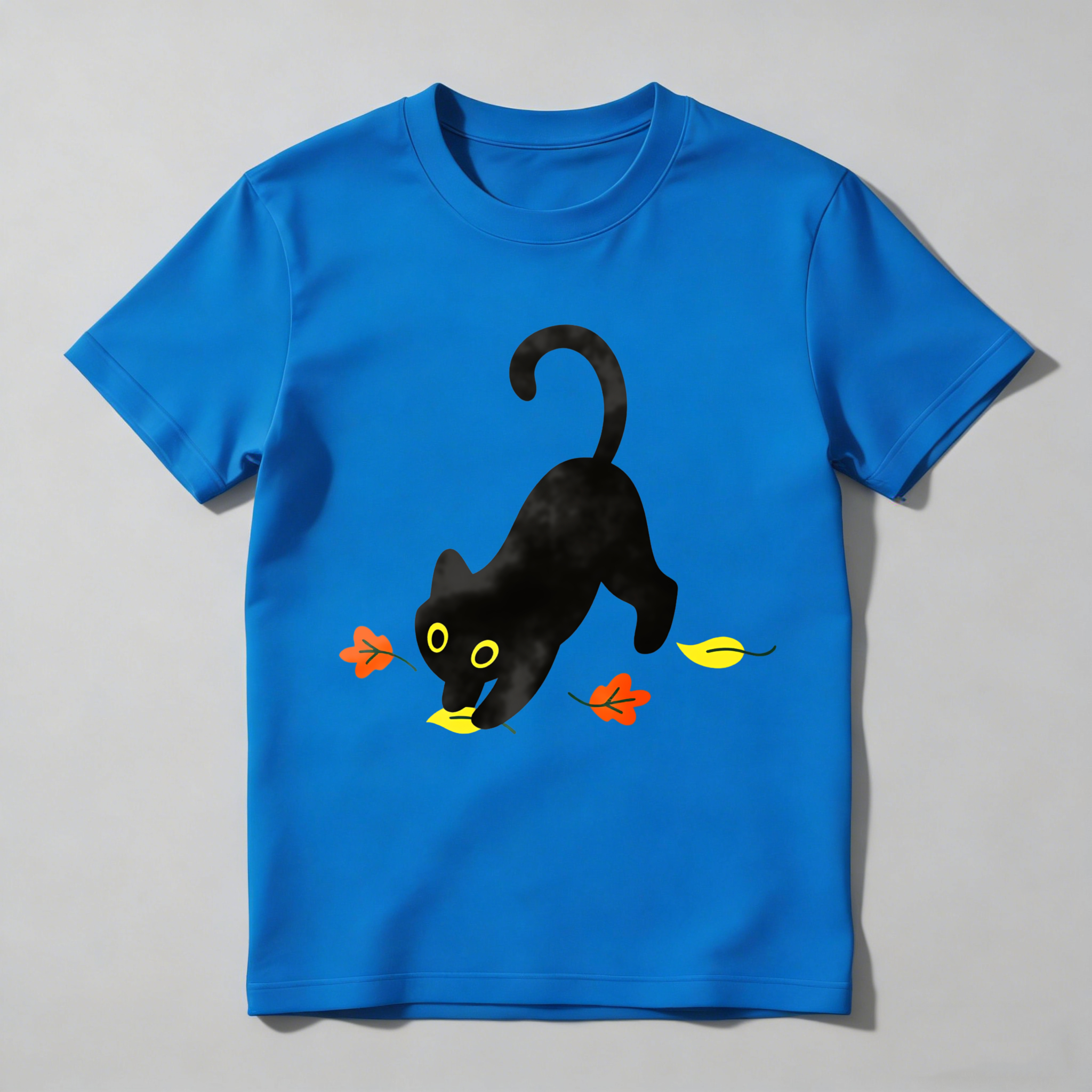 Dorawear™ White Cat Playing With Leaves T Shirt