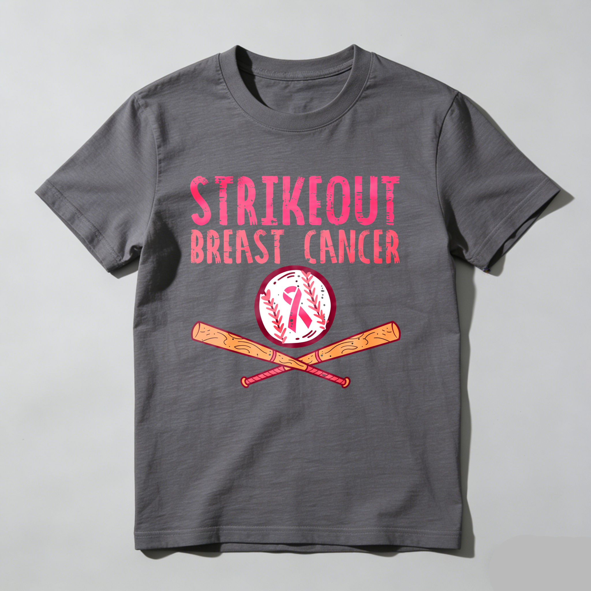 Dorawear™ Strikeout Breast Cancer With Baseball And Bats  T Shirt-Dorawear