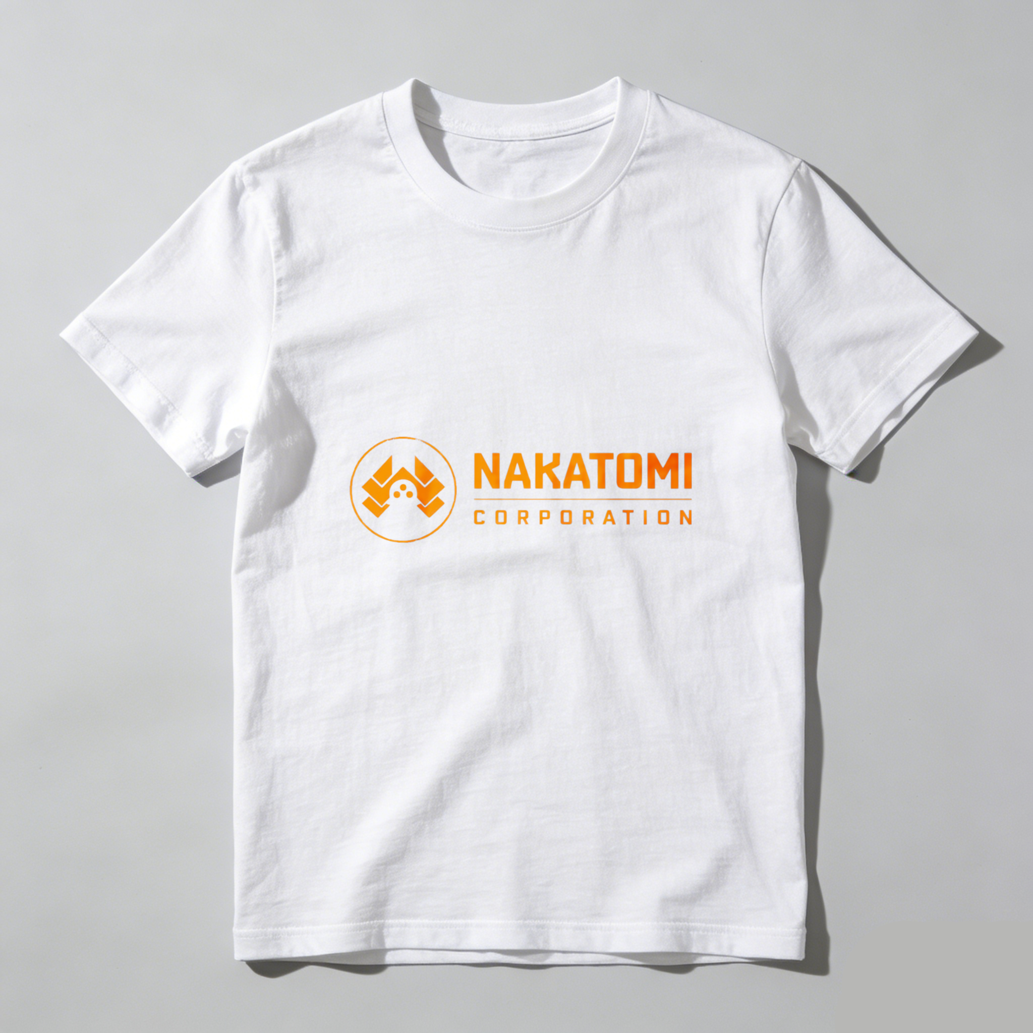 Dorawear Nakatomi Corporation Logo Orange Print Pure Cotton Short Sleeve T Shirt