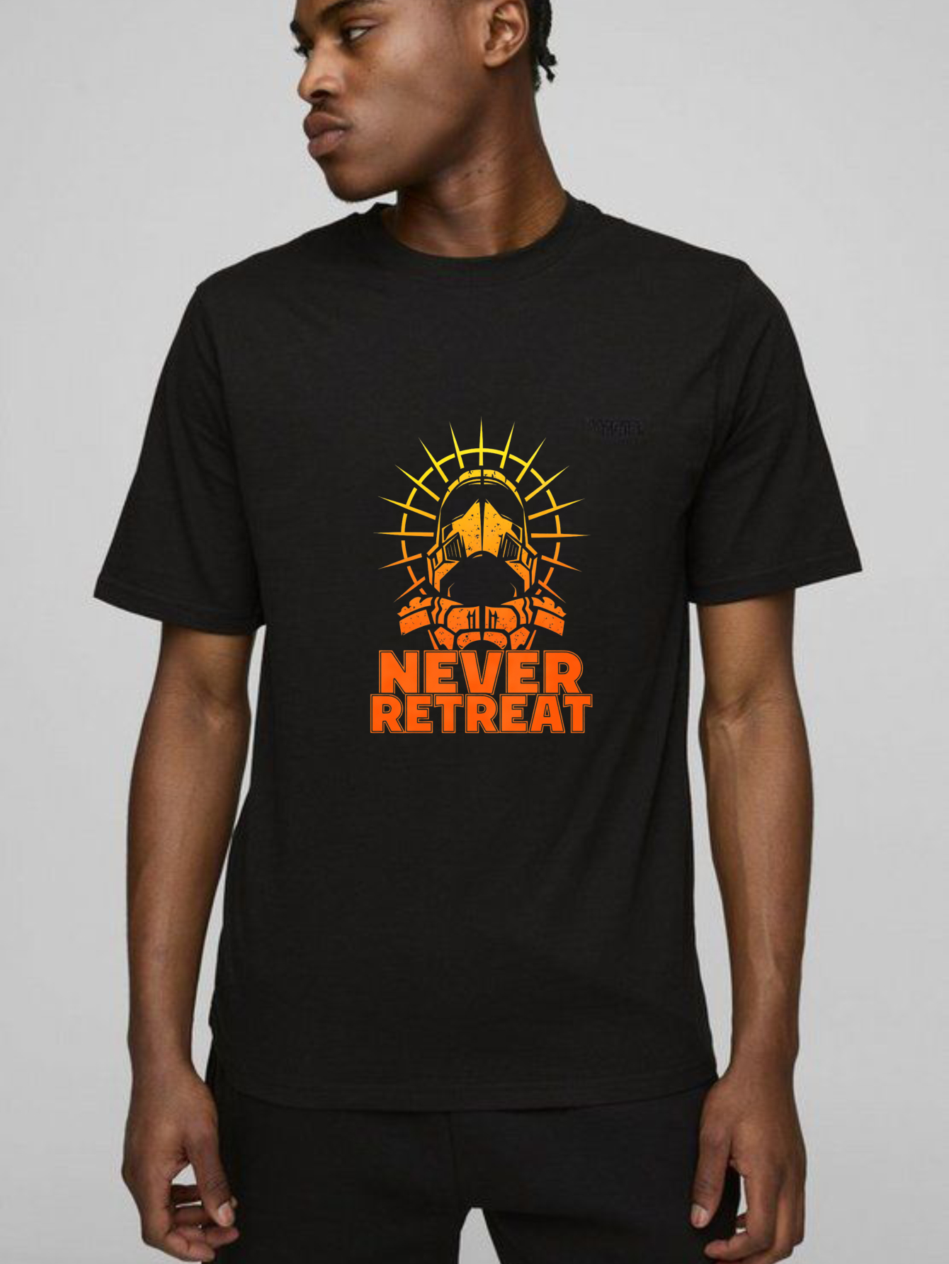 Dorawear™ Never Retreat Warrior Helmet Sunburst T Shirt