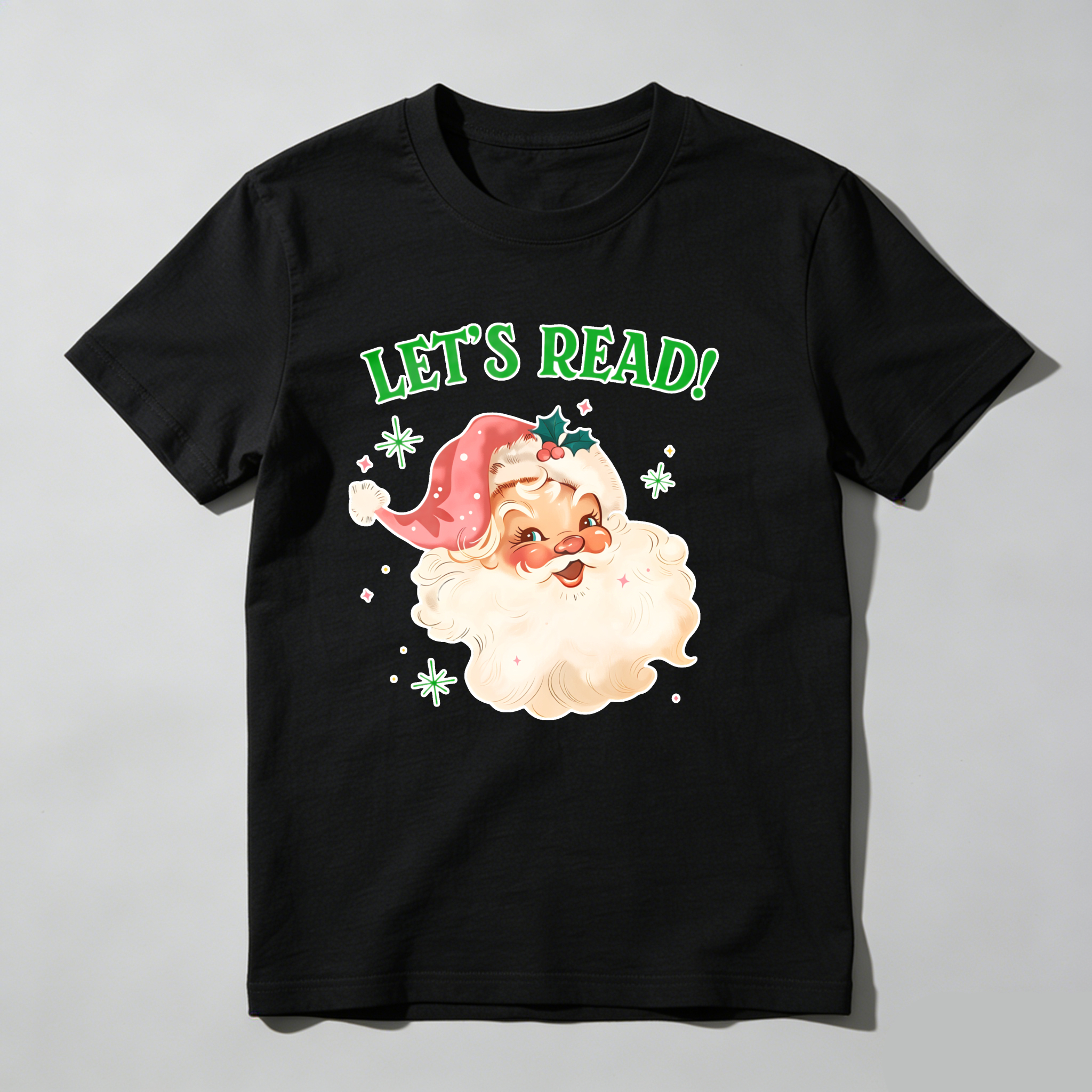 Dorawear™ Let's Read Santa With Snowflakes T Shirt